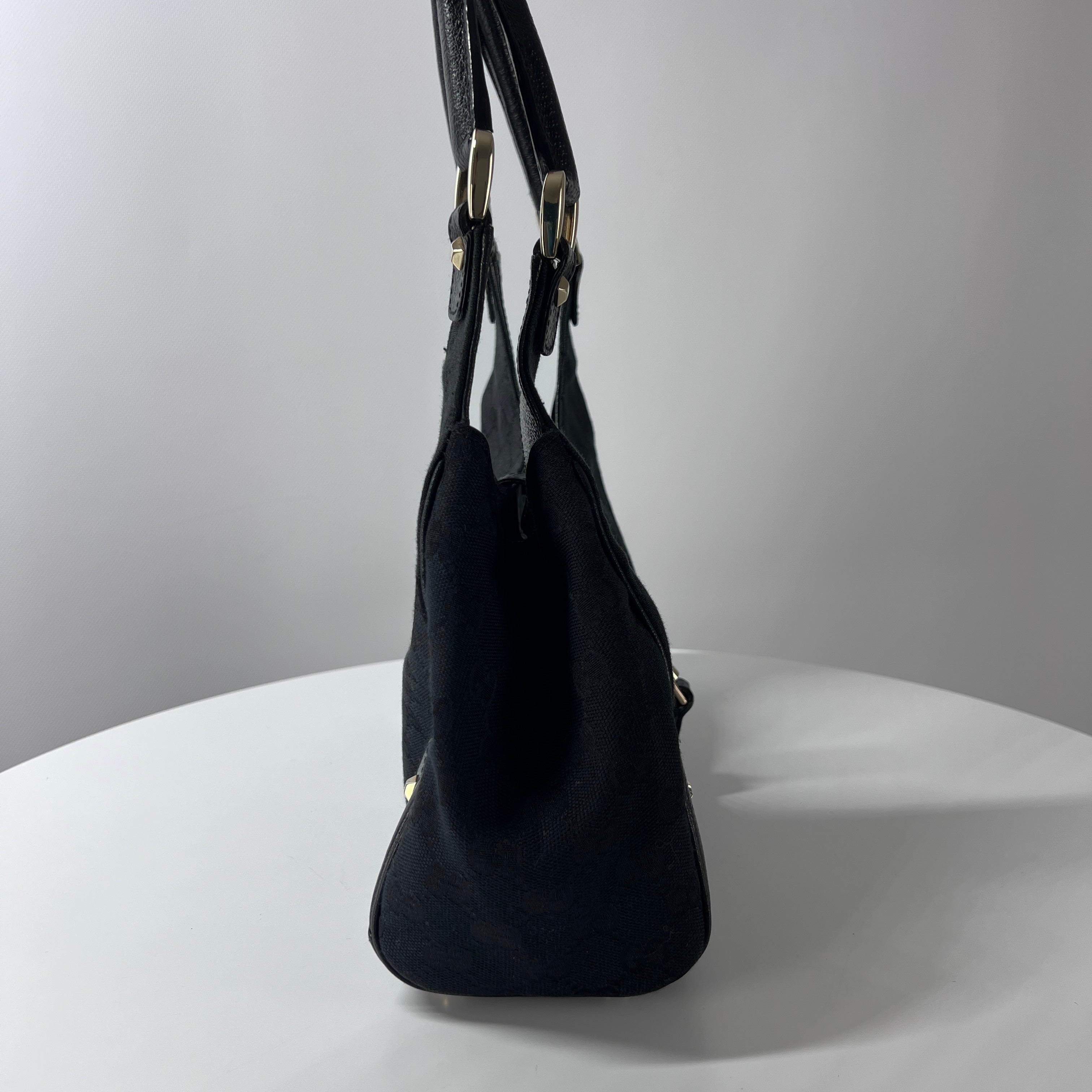 GUCCI Jackie canvas and black leather handbag