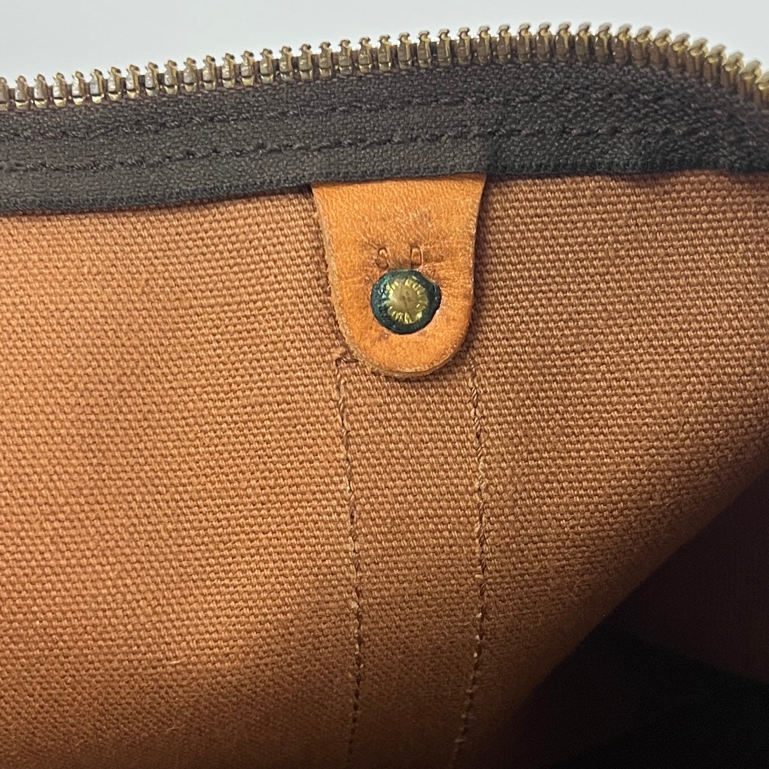 LOUIS VUITTON Keepall 50 canvas and brown leather handbag