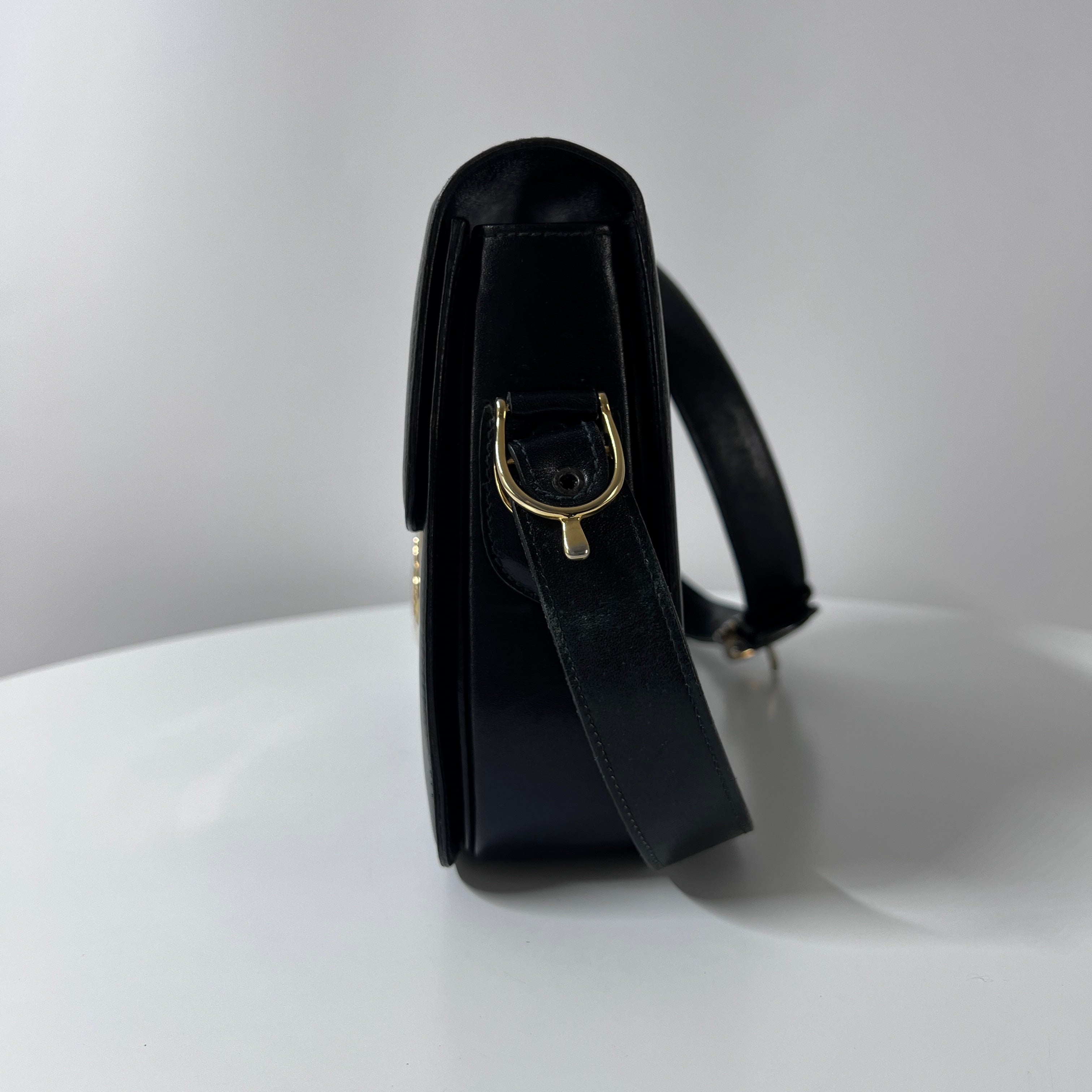 CELINE Triomphe black leather handbag