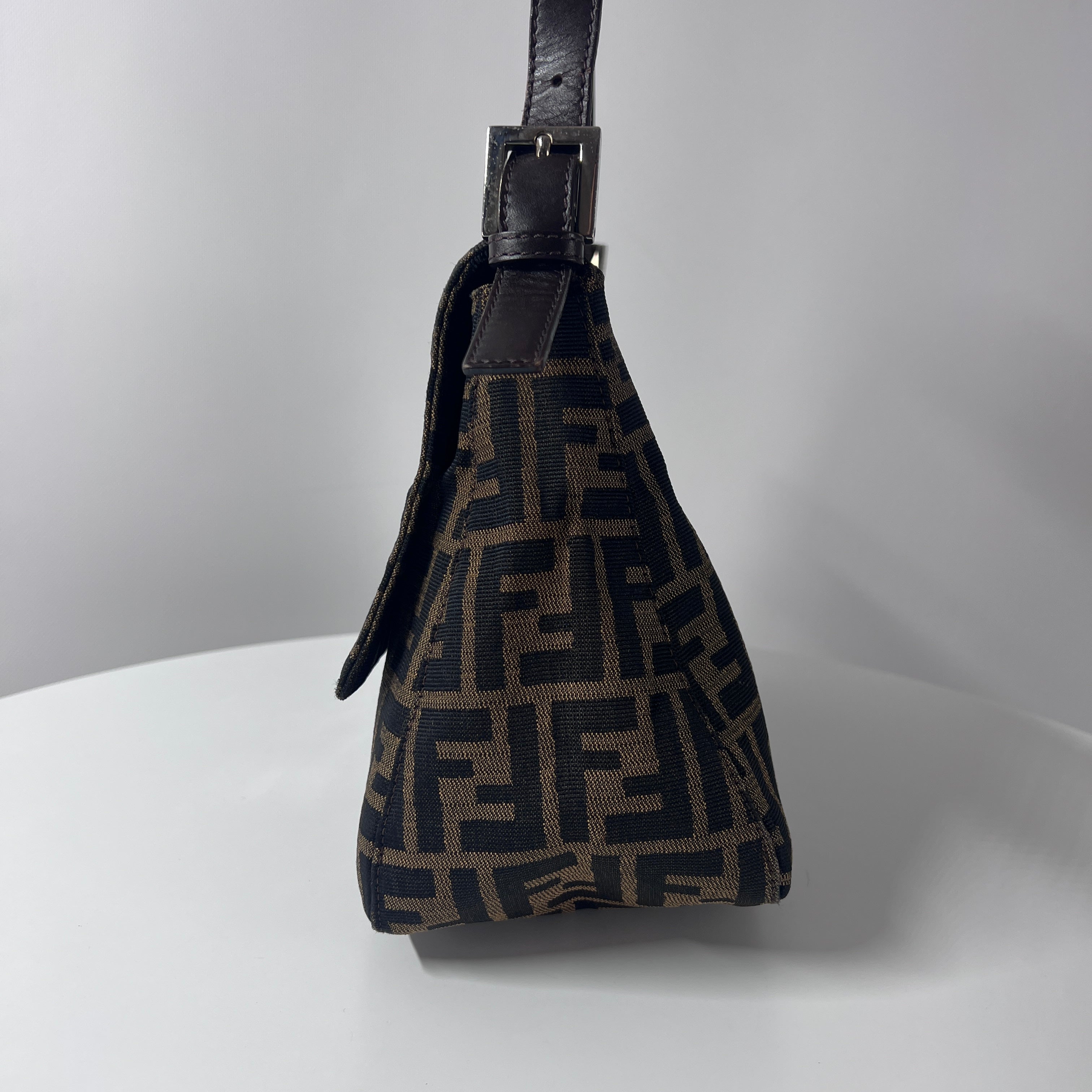 Sac à main FENDI Mamma toile et cuir marron