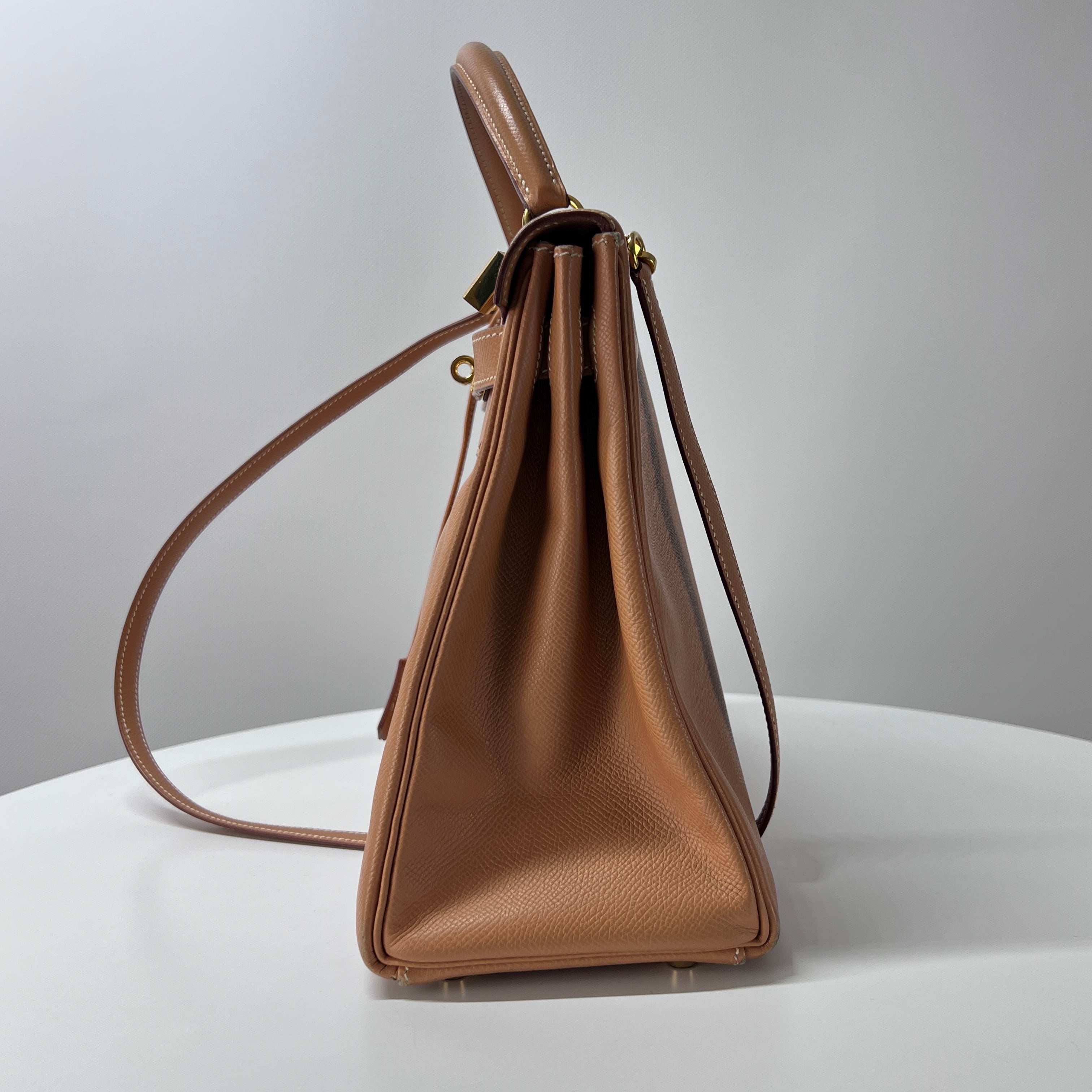 Sac à main HERMES Kelly cuir camel