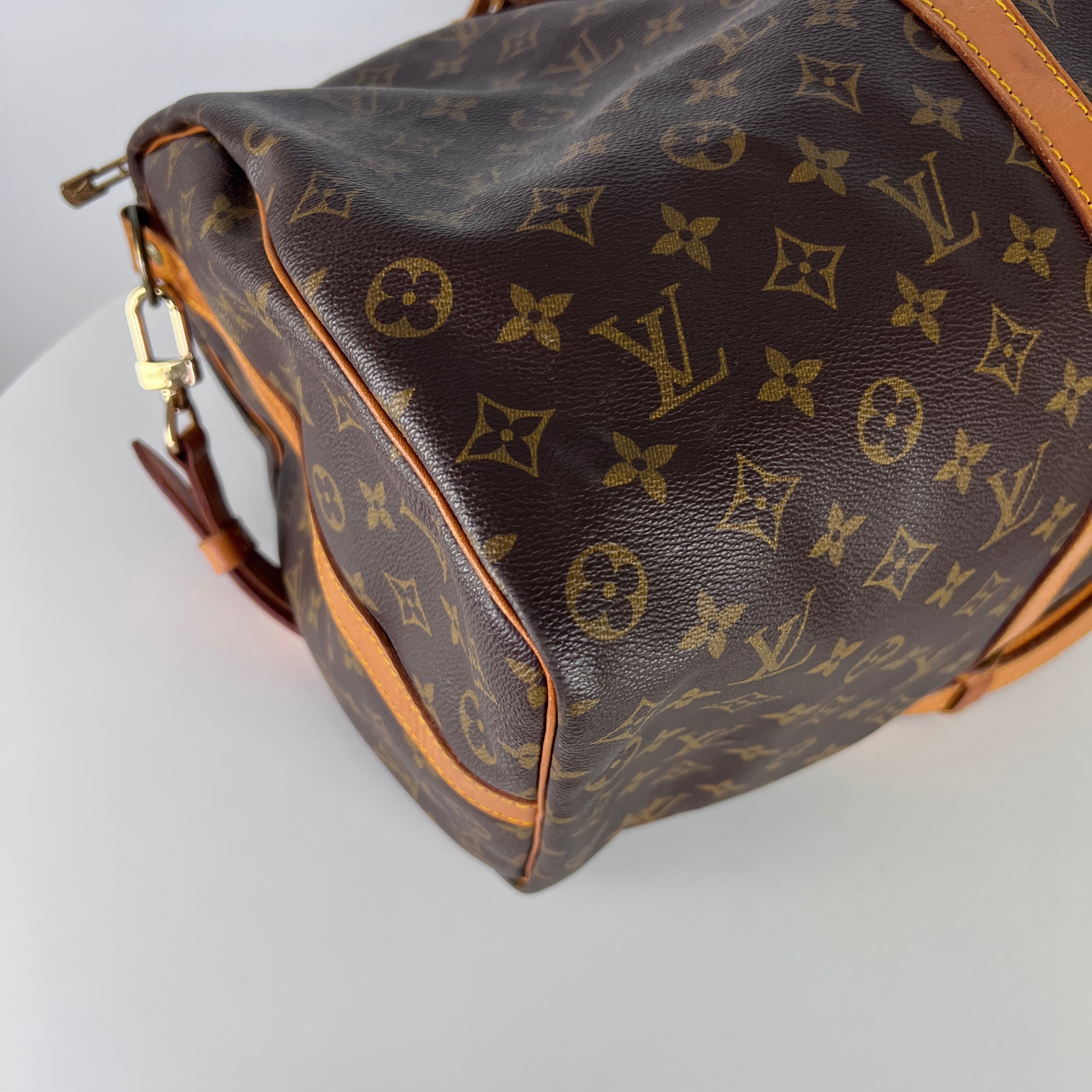 LOUIS VUITTON Keepall 50 canvas and brown leather handbag