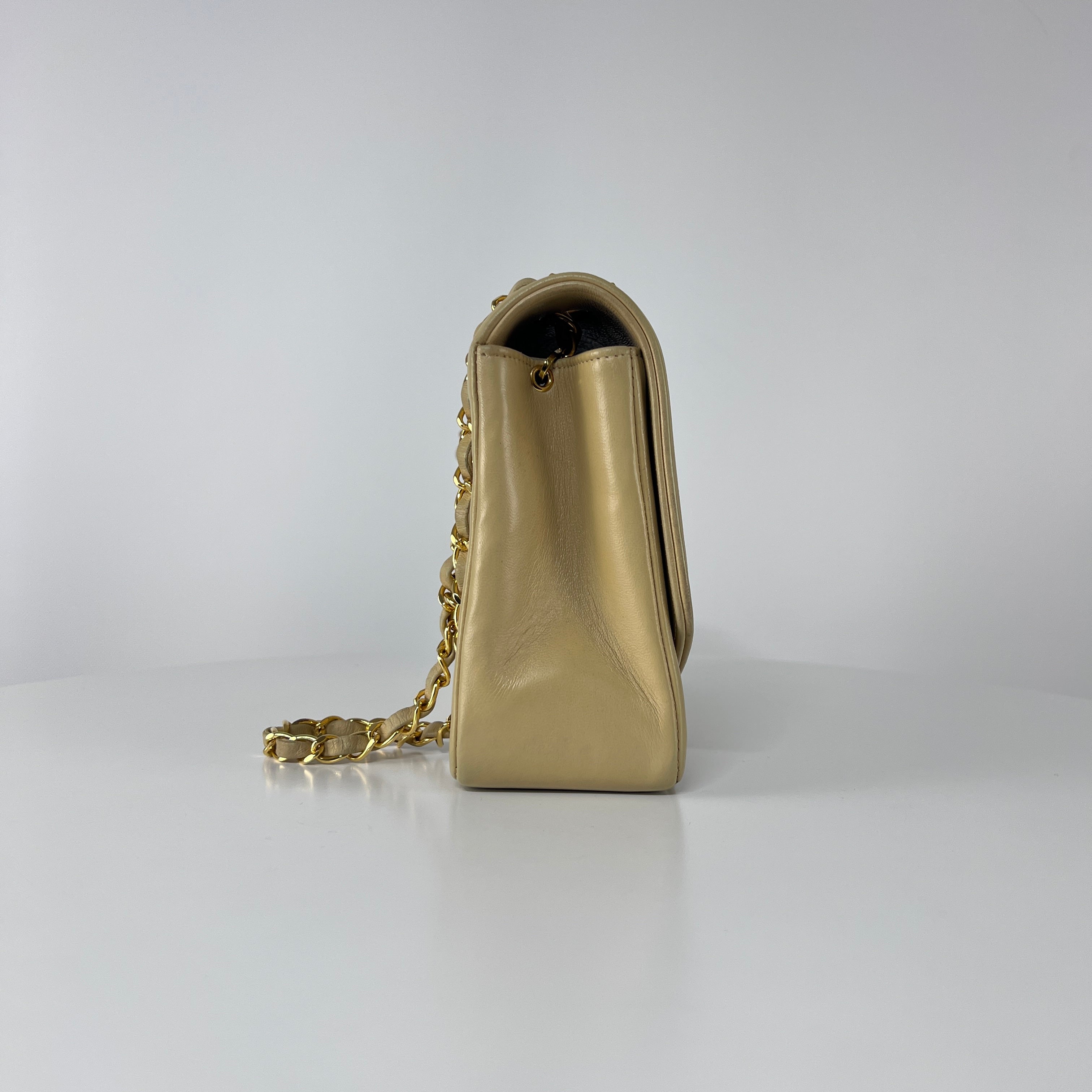 CHANEL Diana shoulder bag beige lambskin