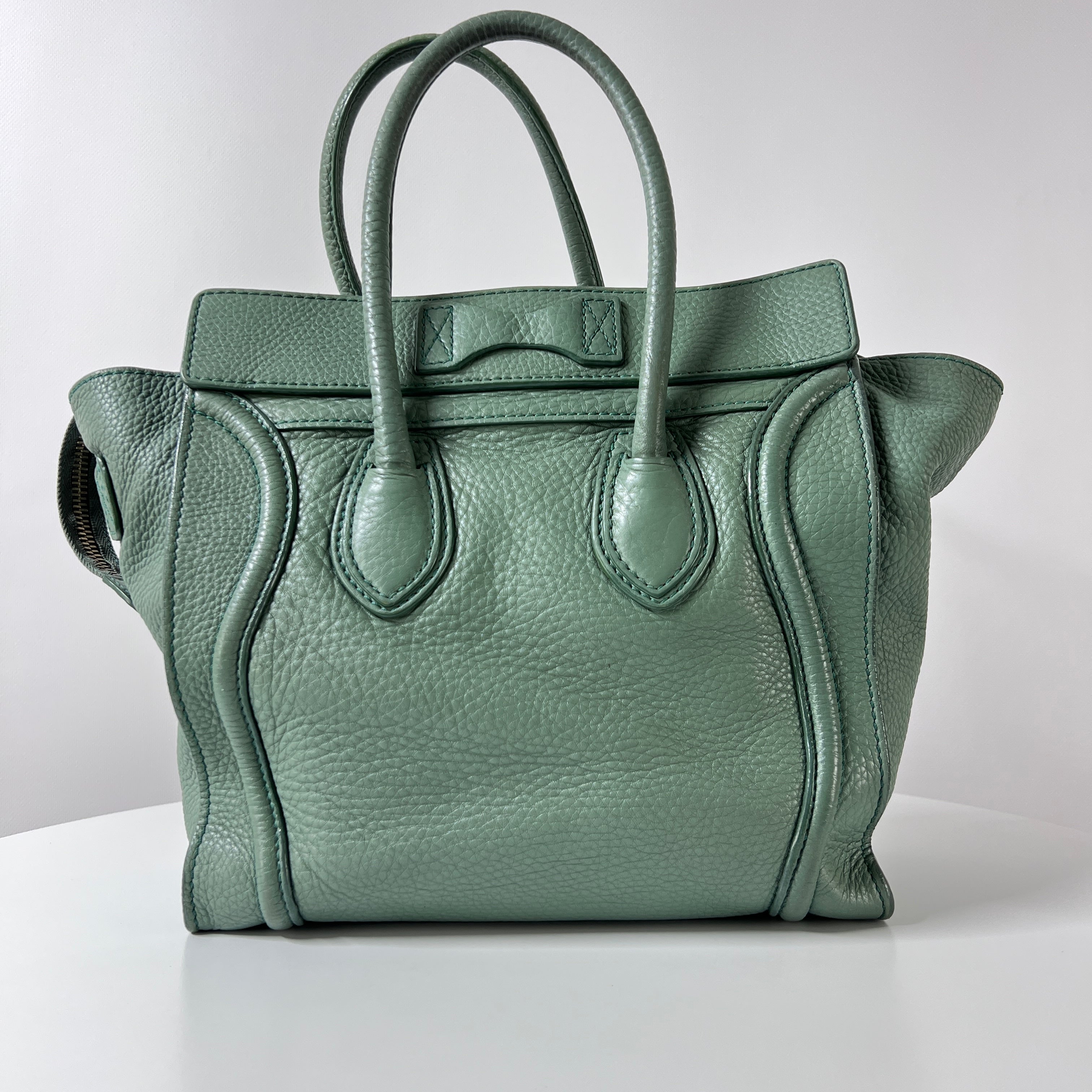 Sac à main CELINE Micro Luggage cuir vert