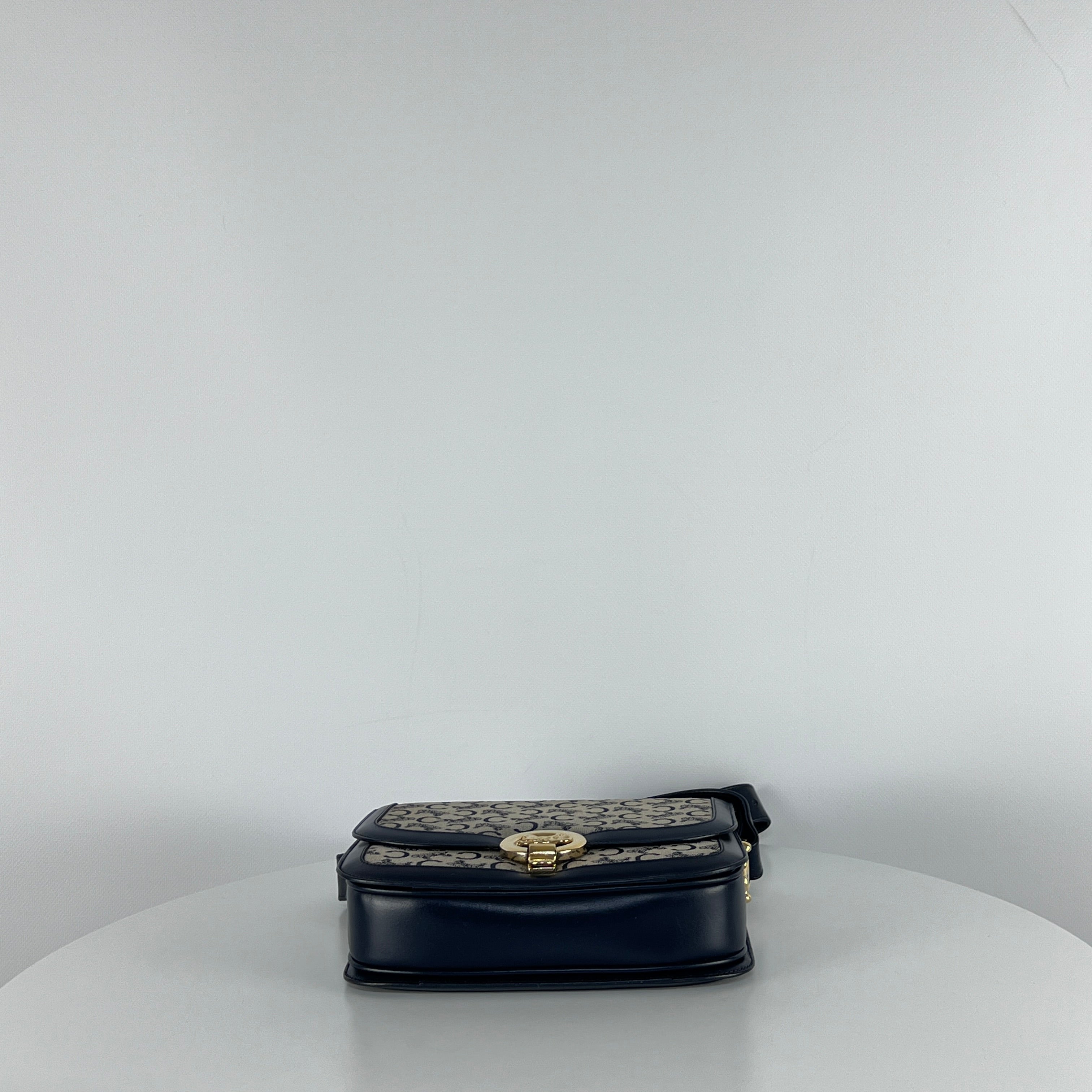 Sac à main CELINE Triomphe toile et cuir navy