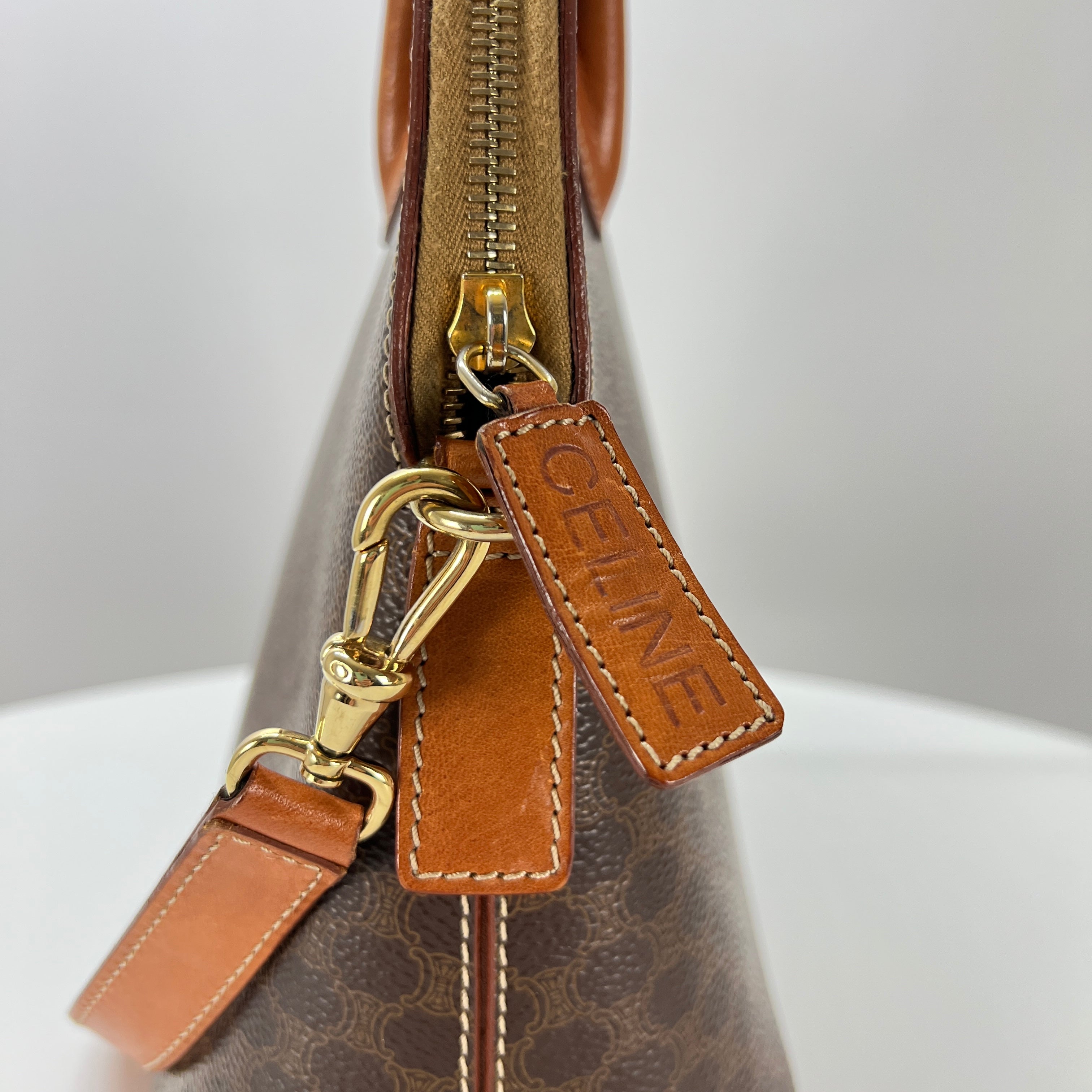 Sac à main CELINE toile et cuir marron