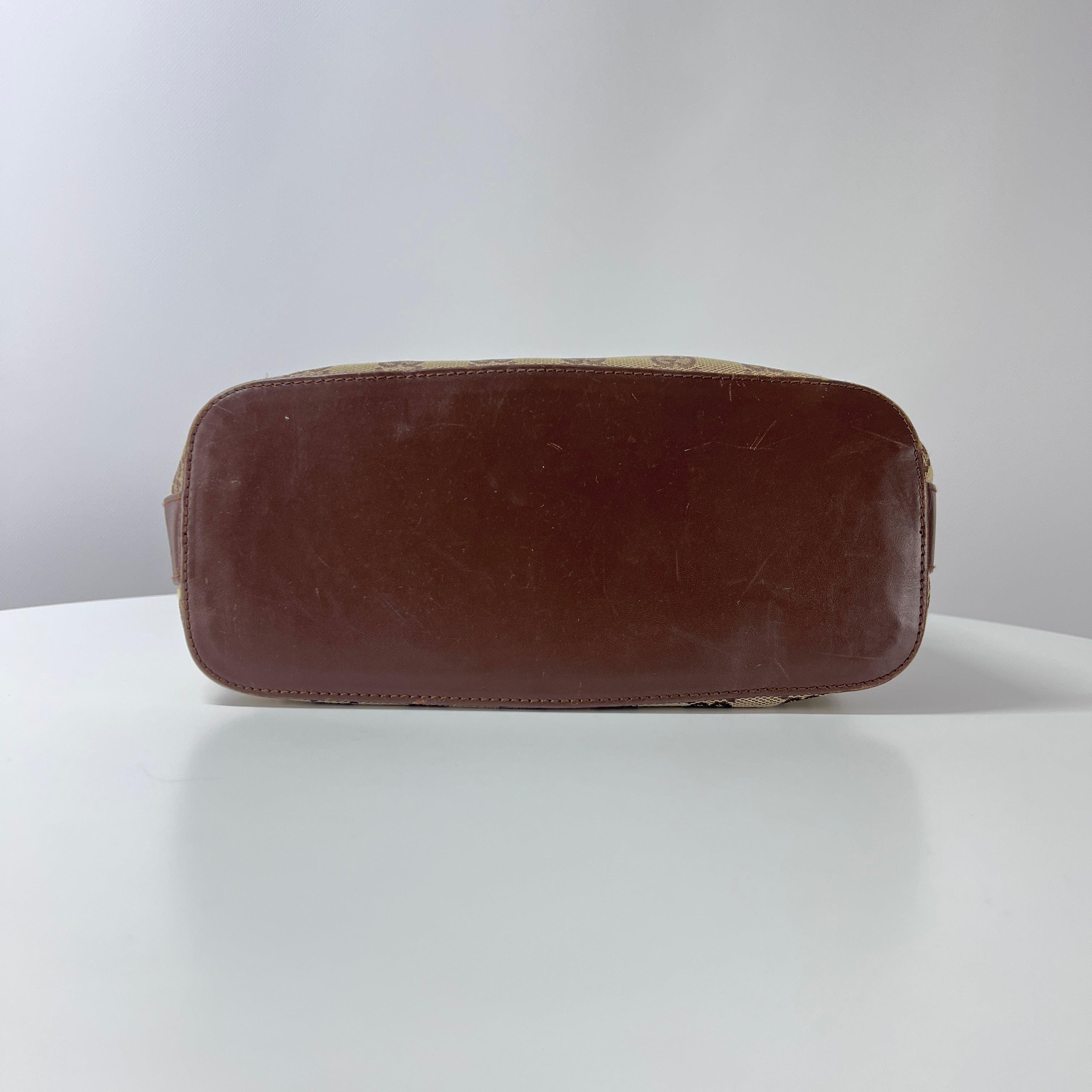 GUCCI Hobo handbag in brown canvas and leather