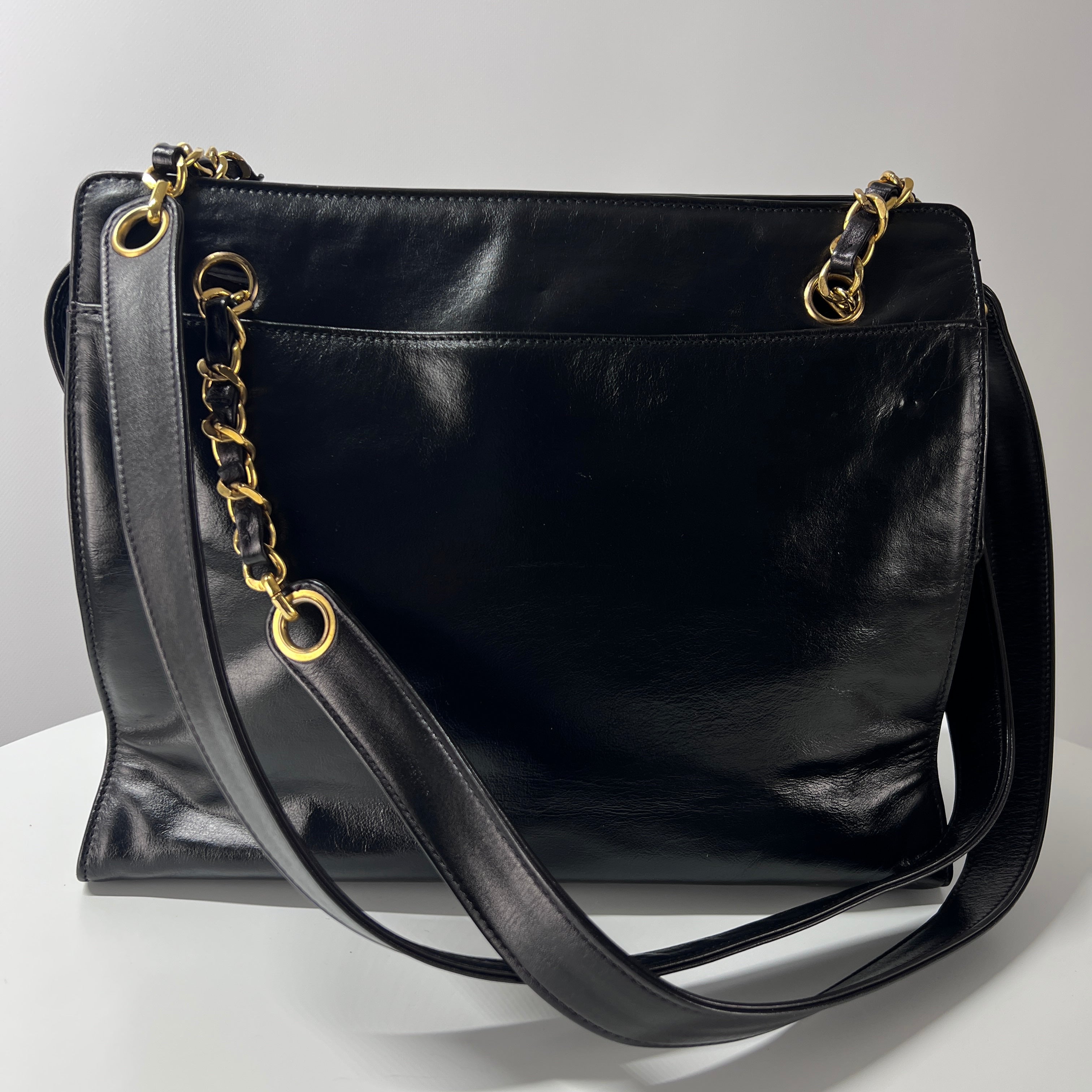 CHANEL Coco Tote black leather handbag