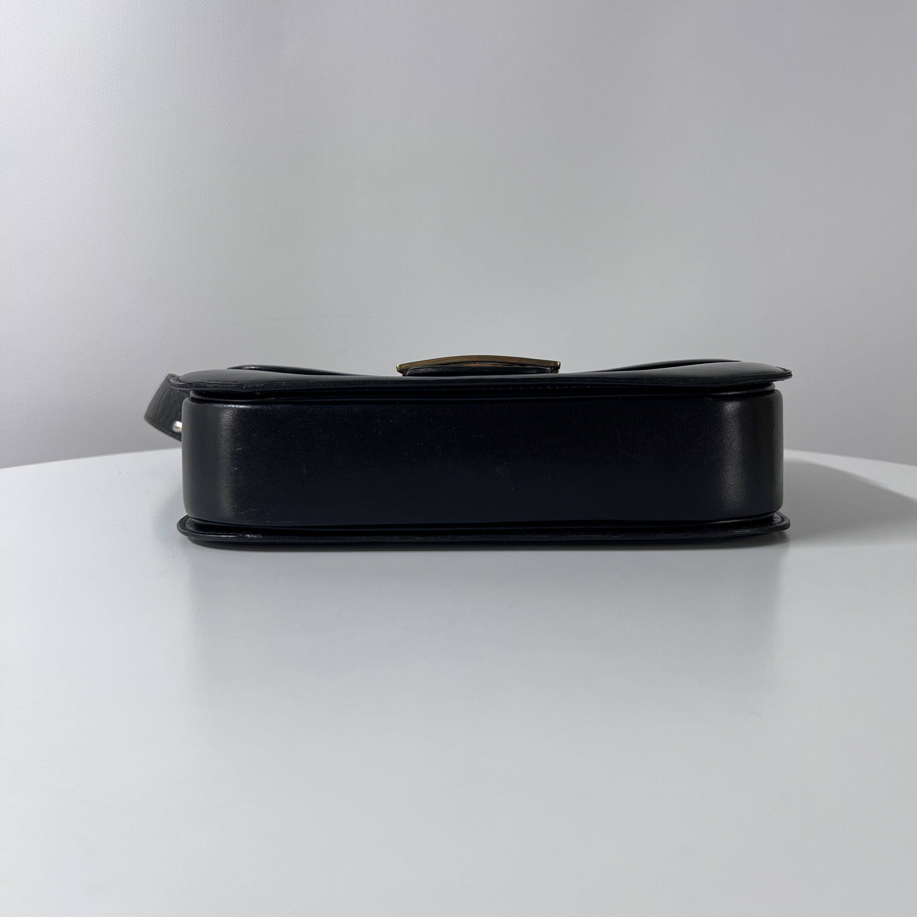 CELINE Triomphe black leather handbag