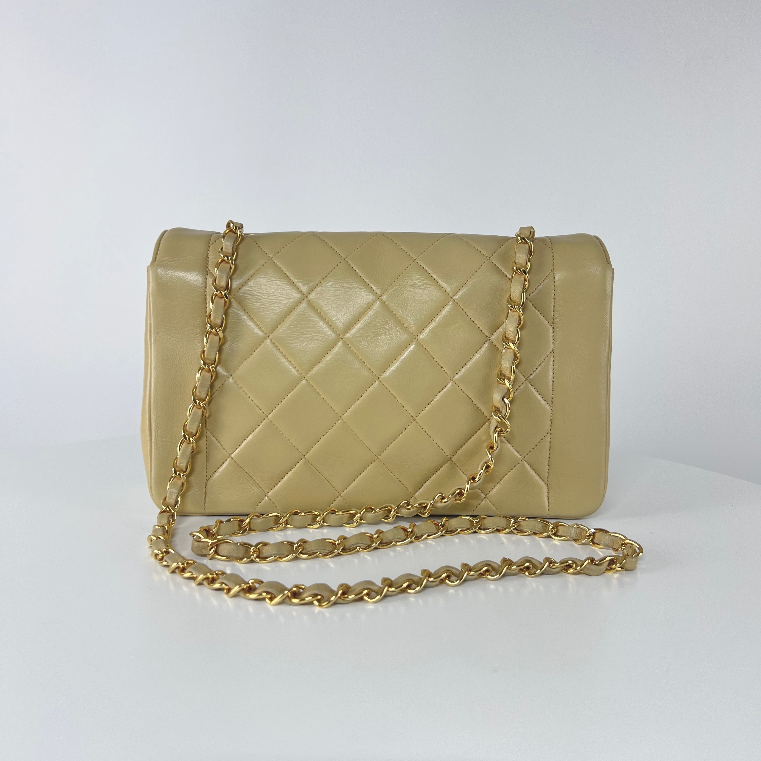CHANEL Diana shoulder bag beige lambskin