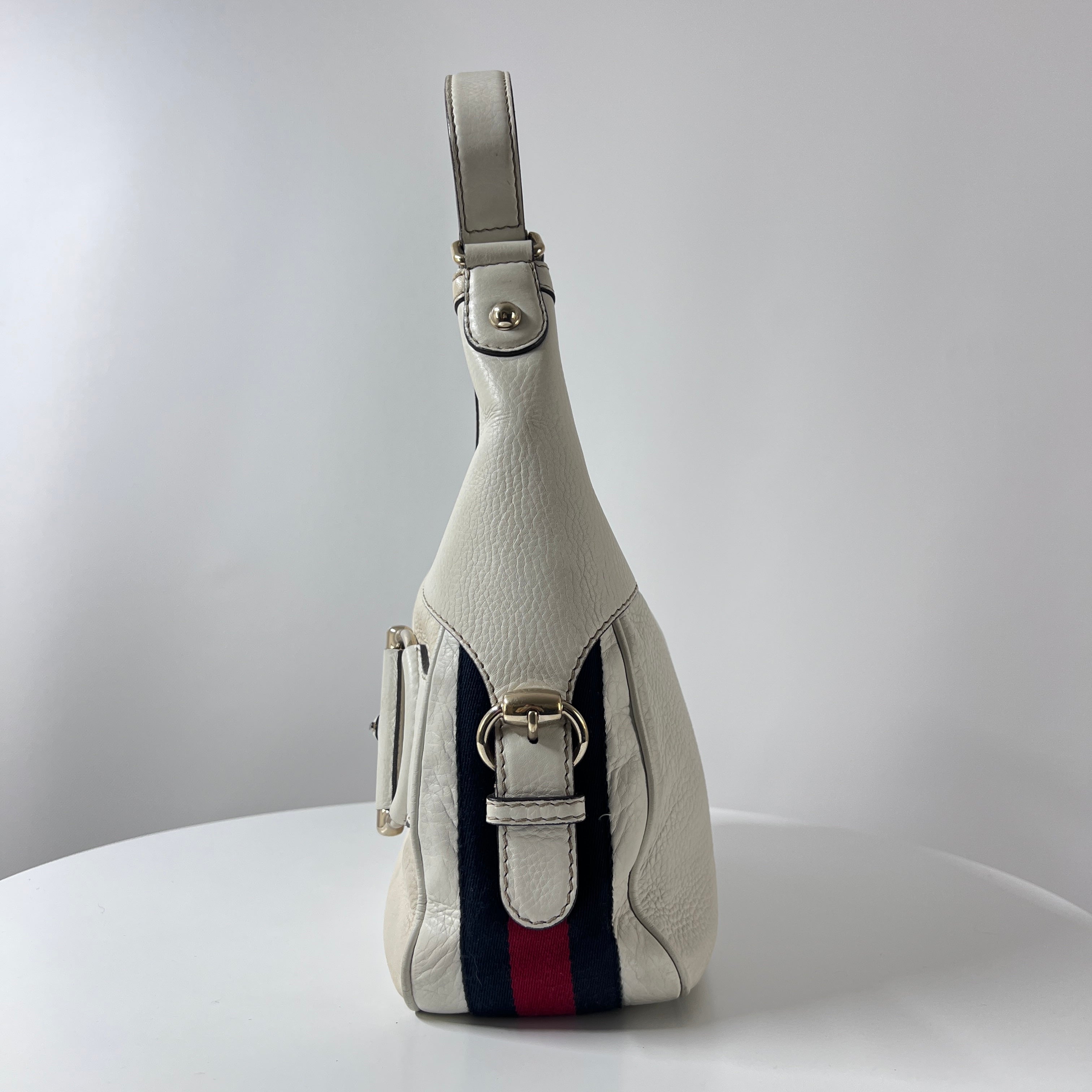 GUCCI Horsebit beige leather handbag