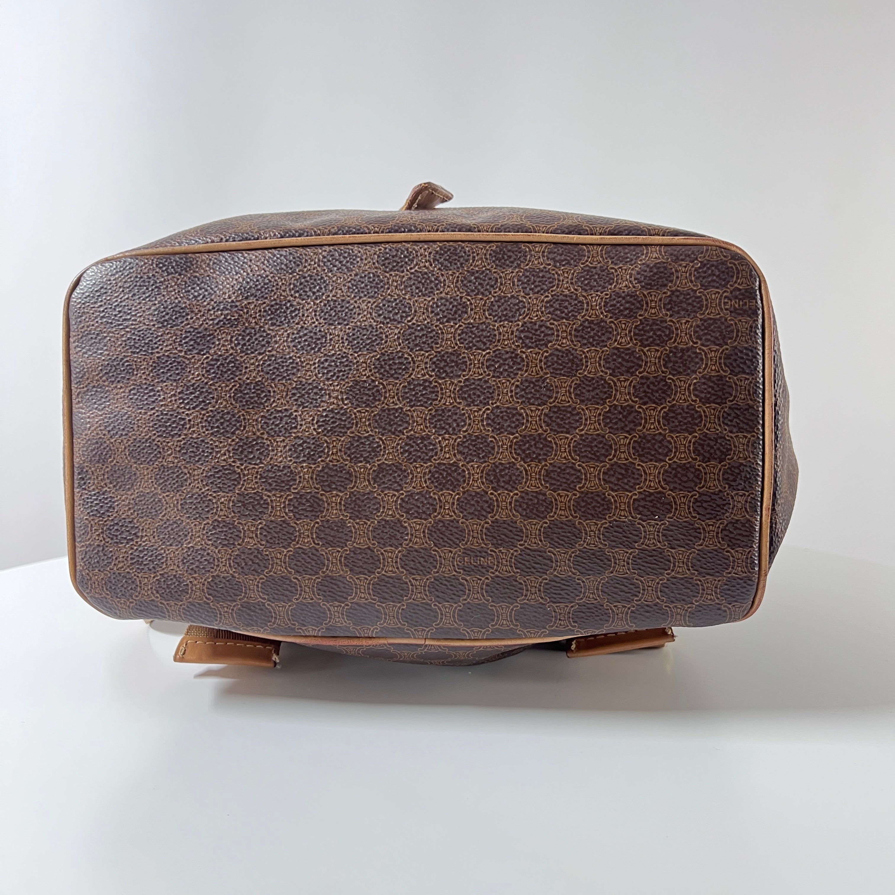 CELINE Backpack canvas and brown leather handbag