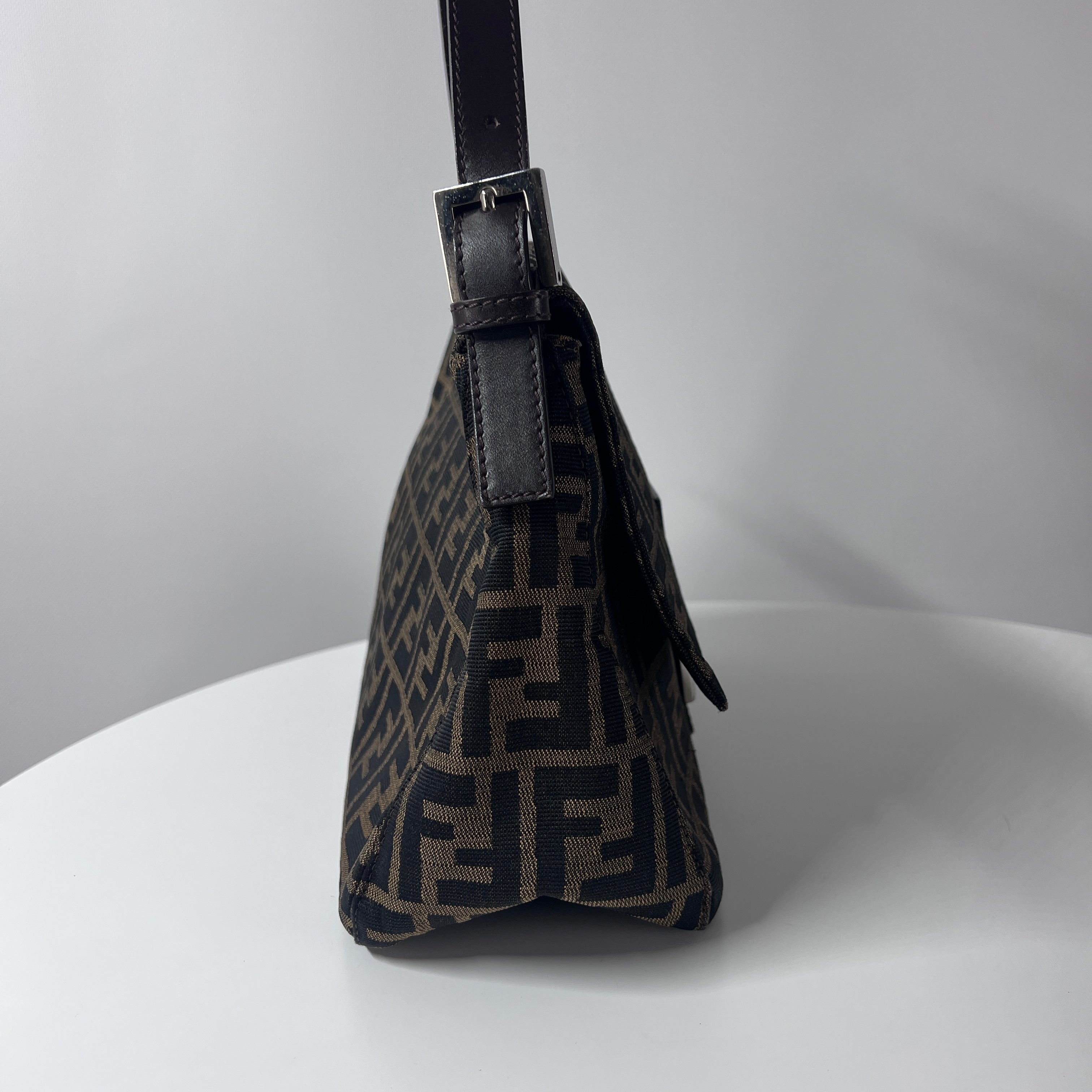 Sac à main FENDI Mamma toile et cuir marron