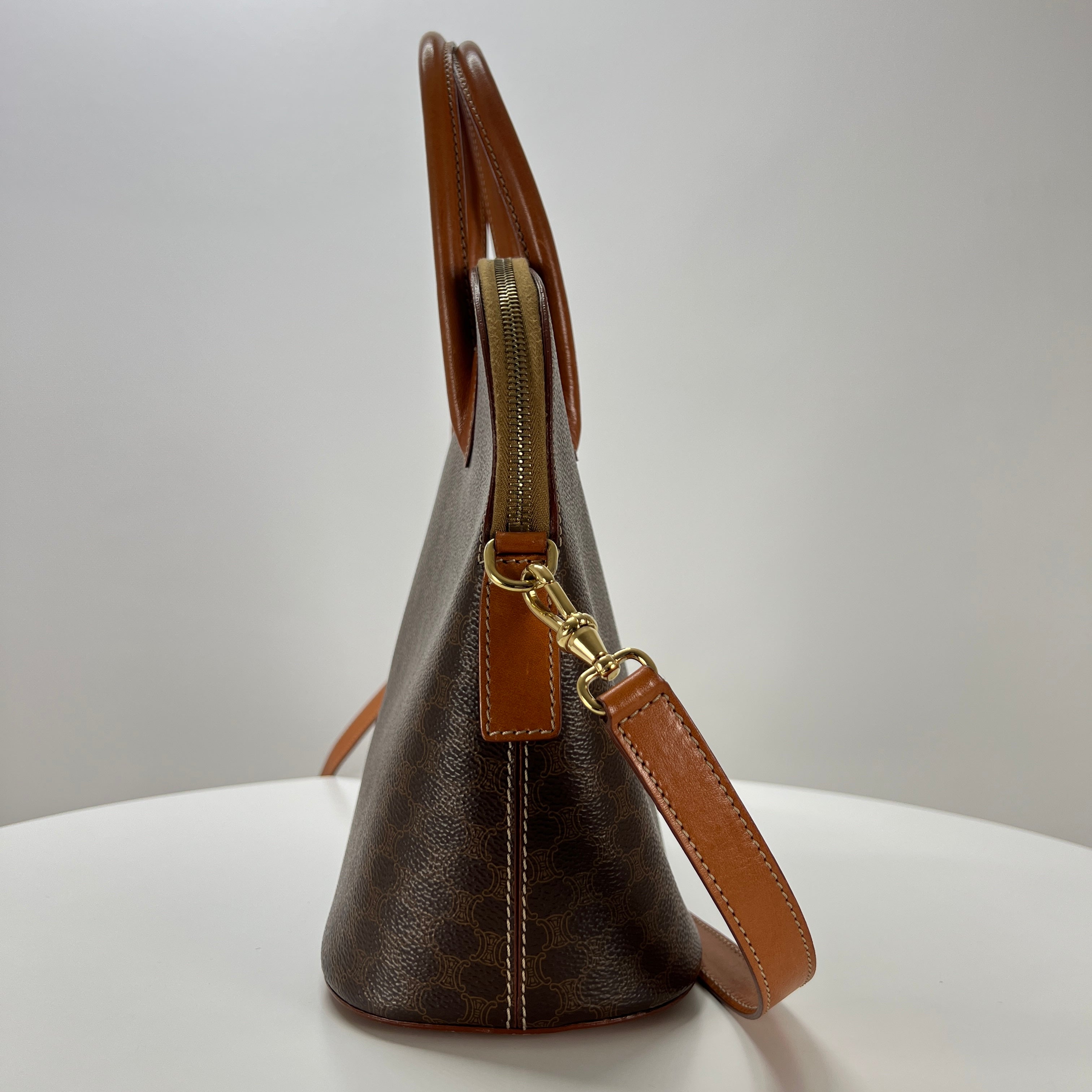 Sac à main CELINE toile et cuir marron