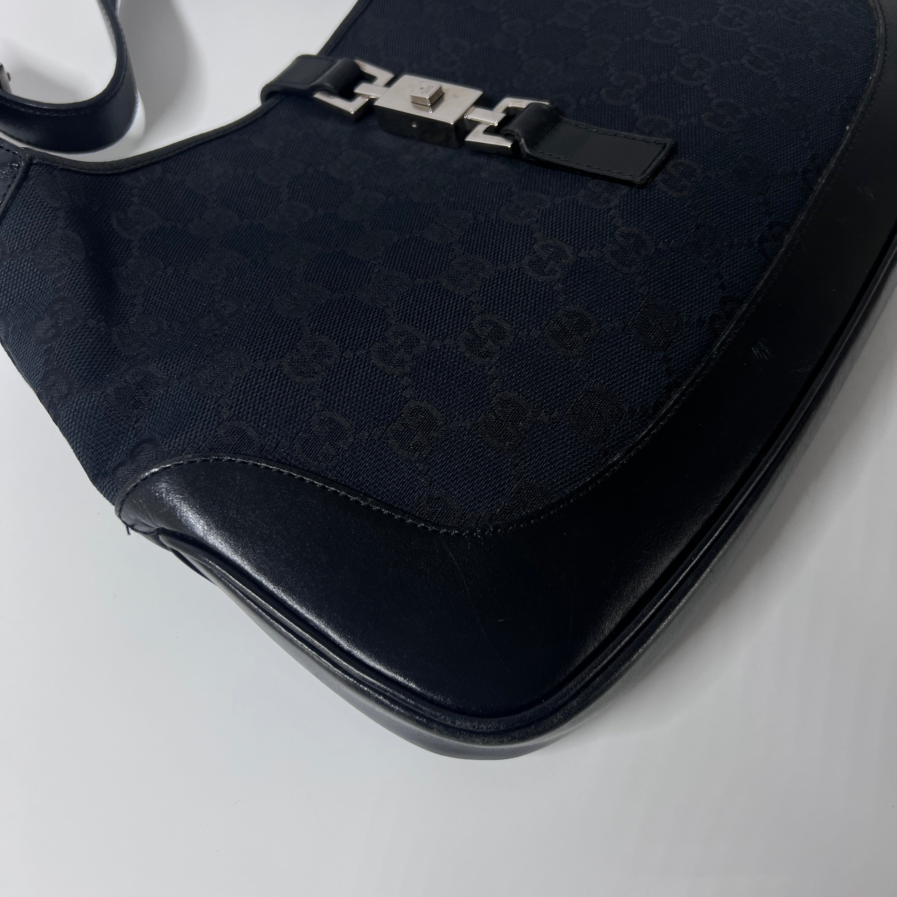 Sac à main GUCCI Jackie toile et cuir noir
