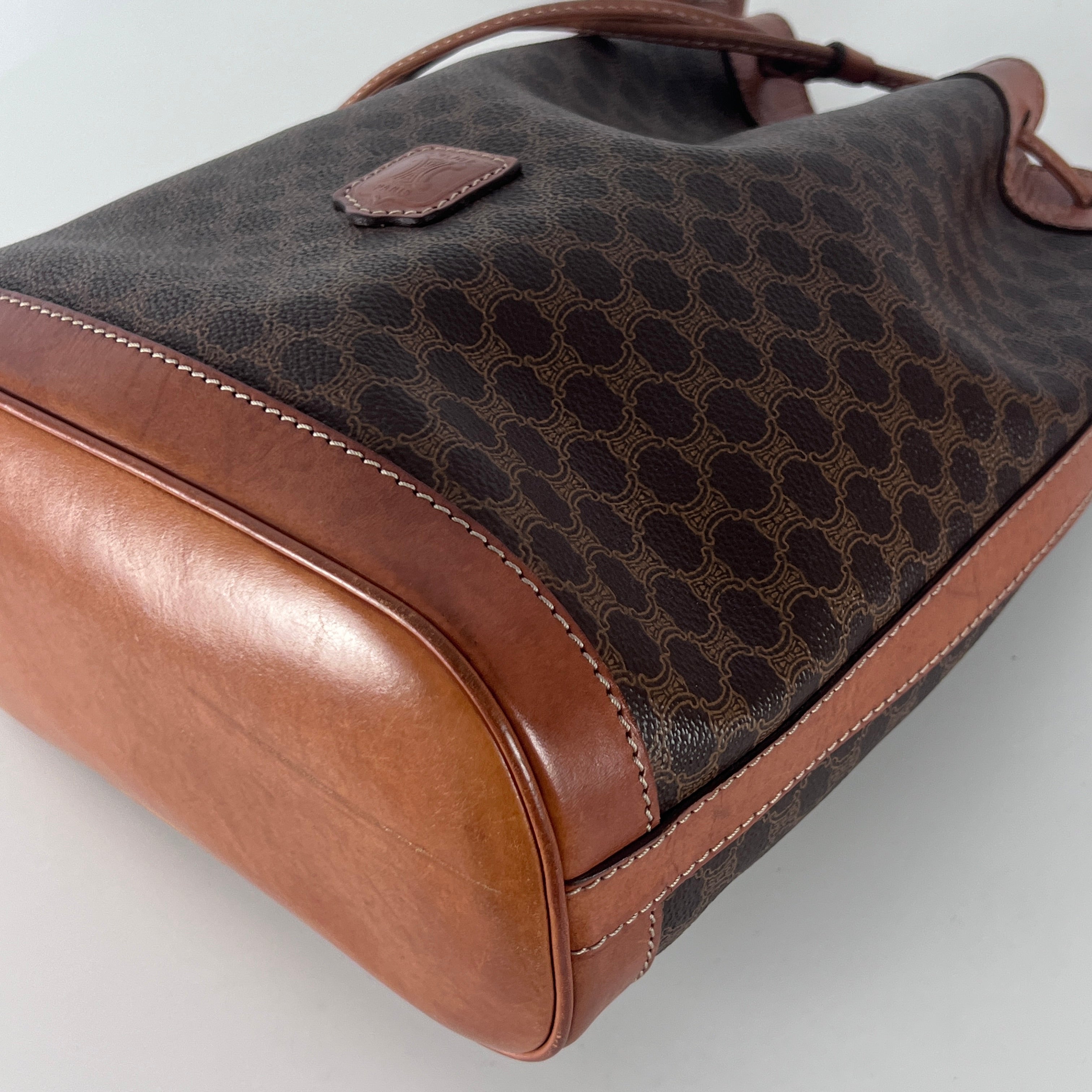 Sac à main CELINE Seau toile et cuir marron