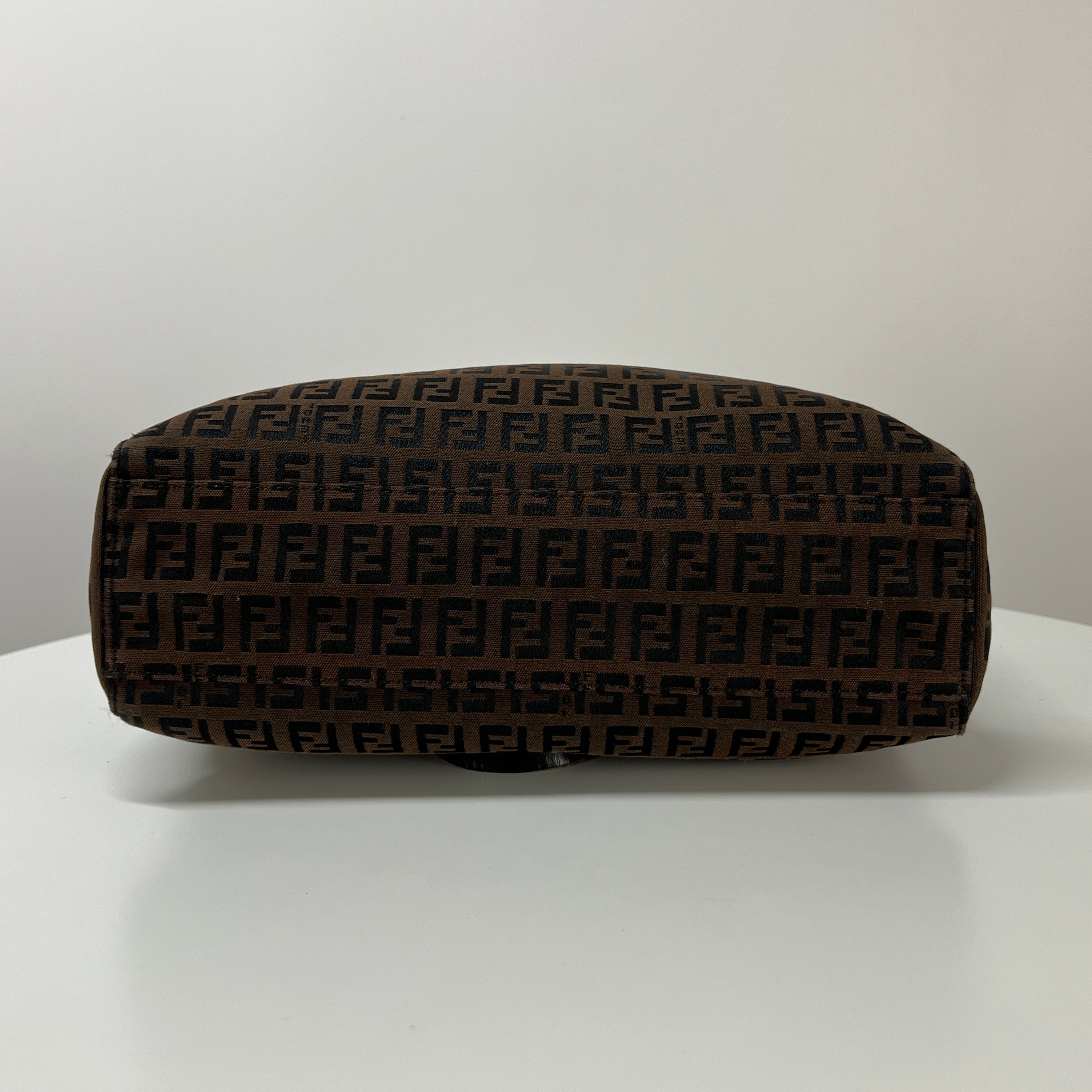 FENDI canvas and brown leather handbag