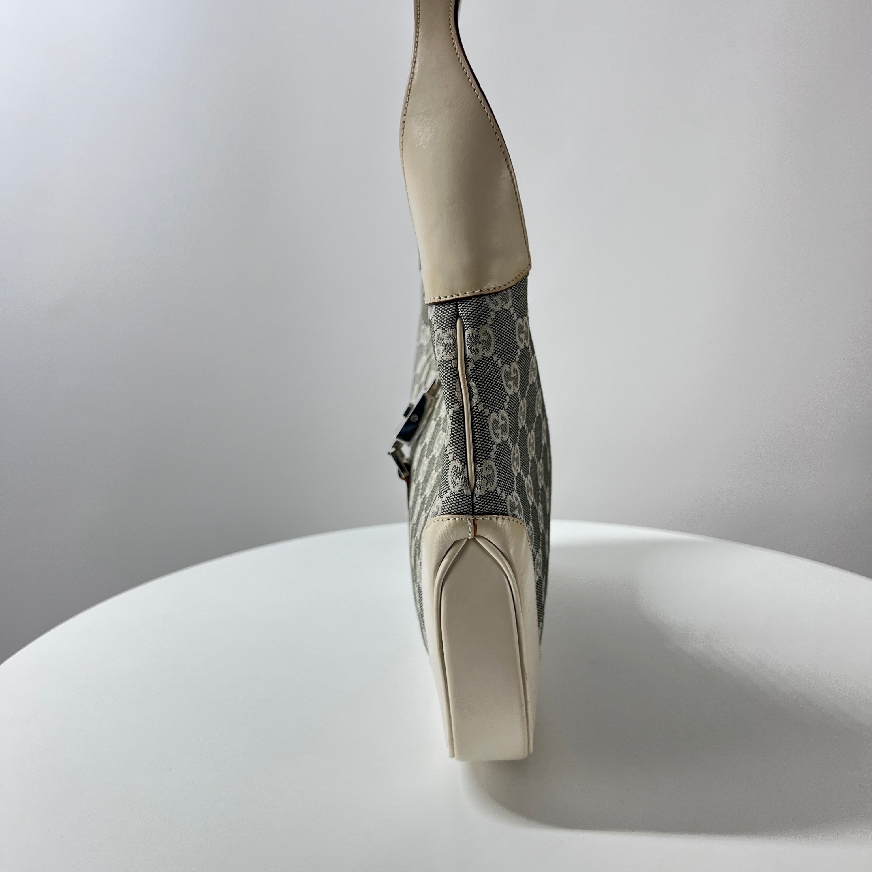 Sac à main GUCCI Jackie toile et cuir beige