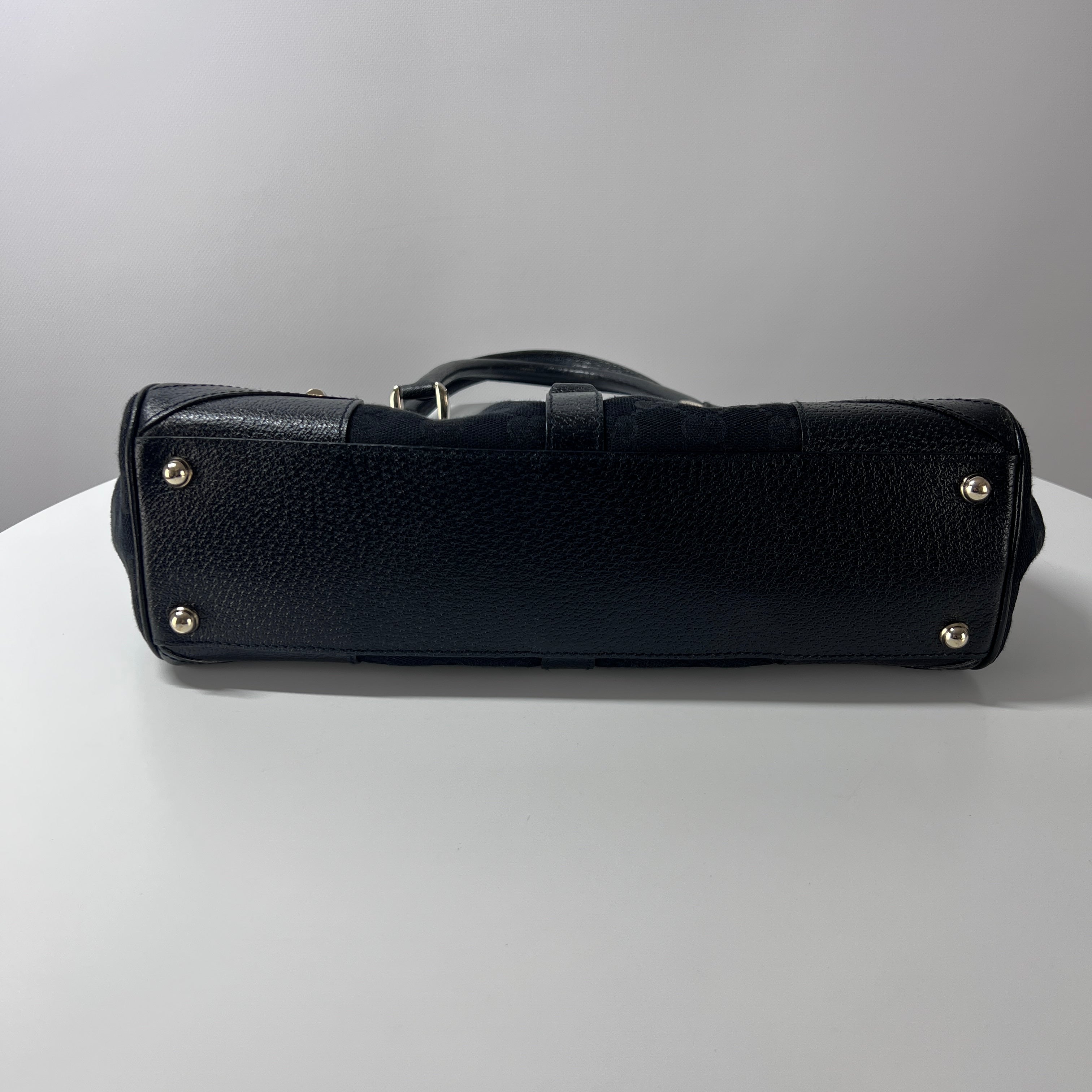 GUCCI Jackie canvas and black leather handbag