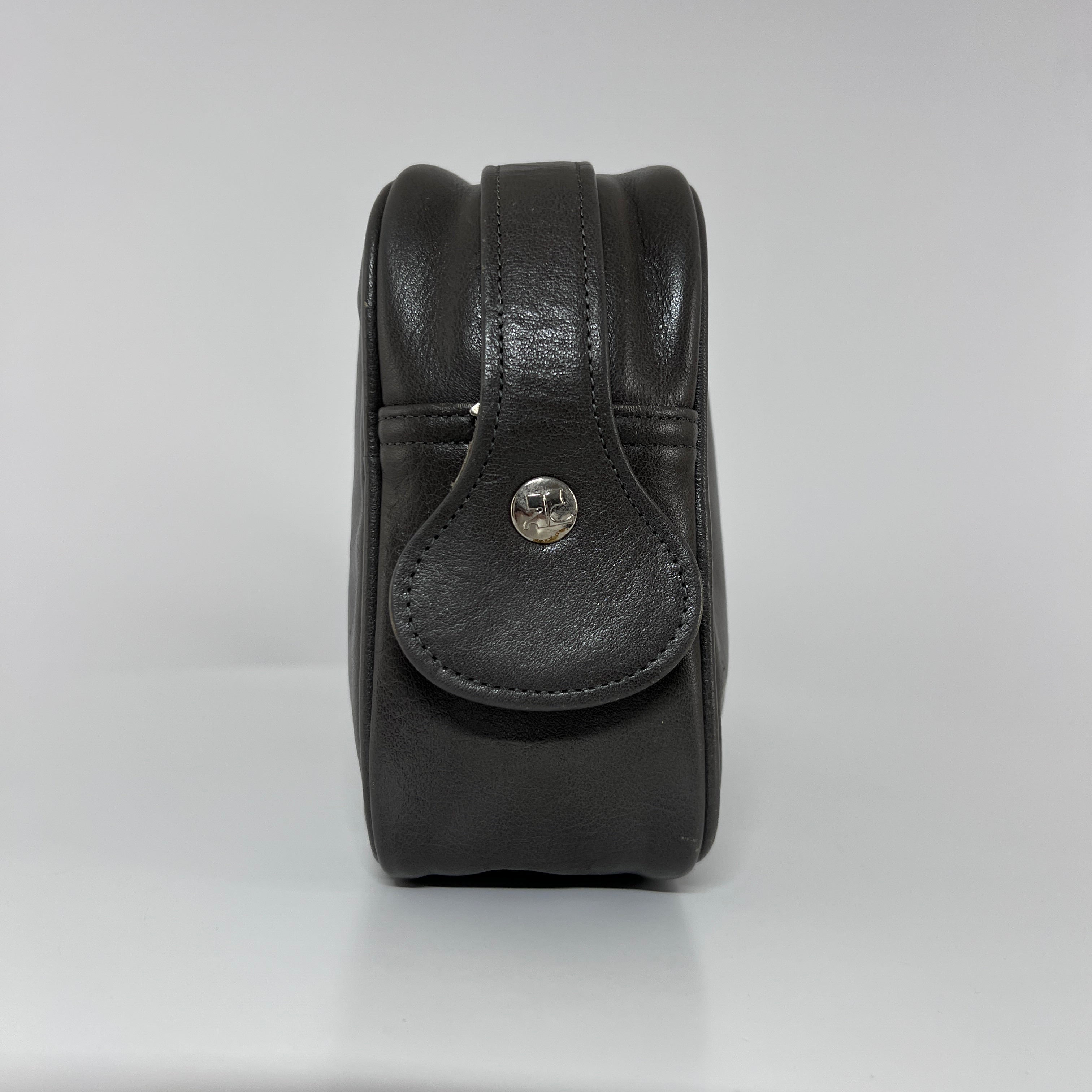 COURREGES Camera gray leather handbag