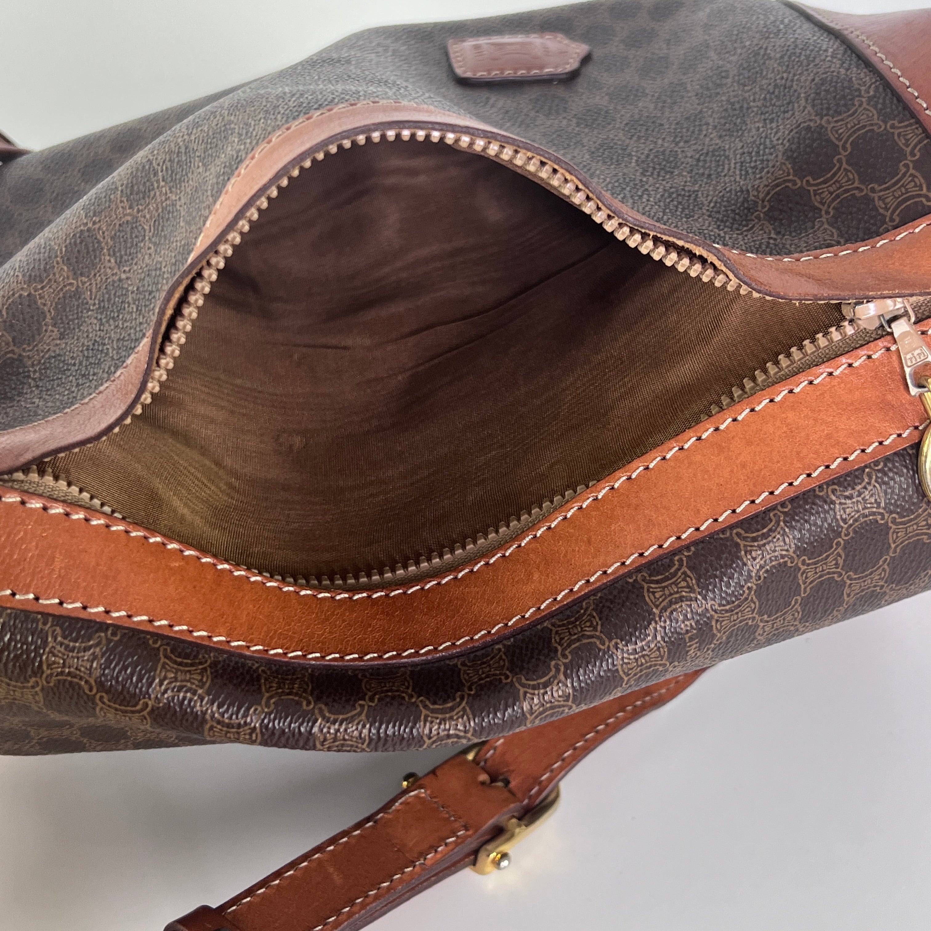 Sac à main CELINE Seau toile et cuir marron