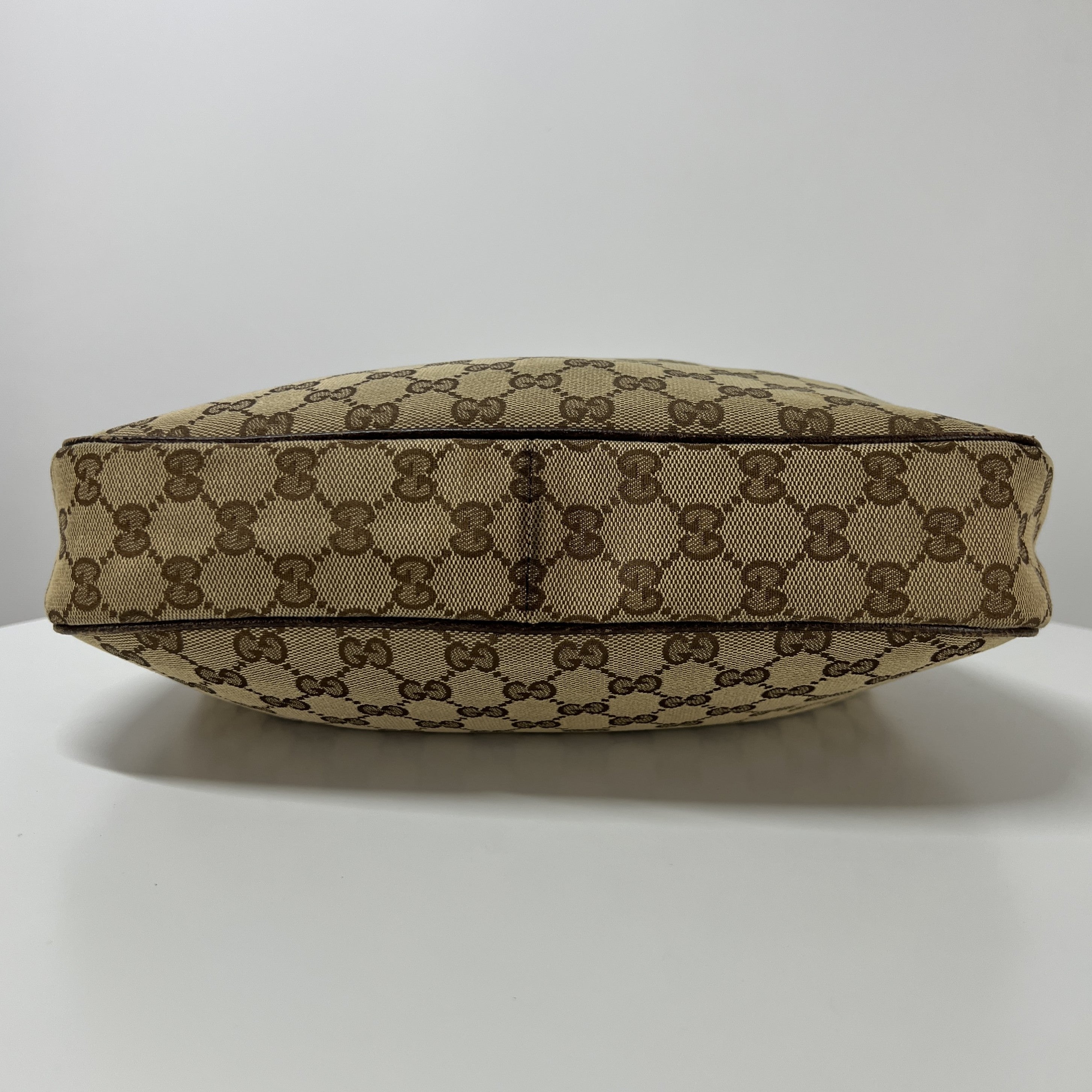 GUCCI Hobo handbag in brown canvas and leather