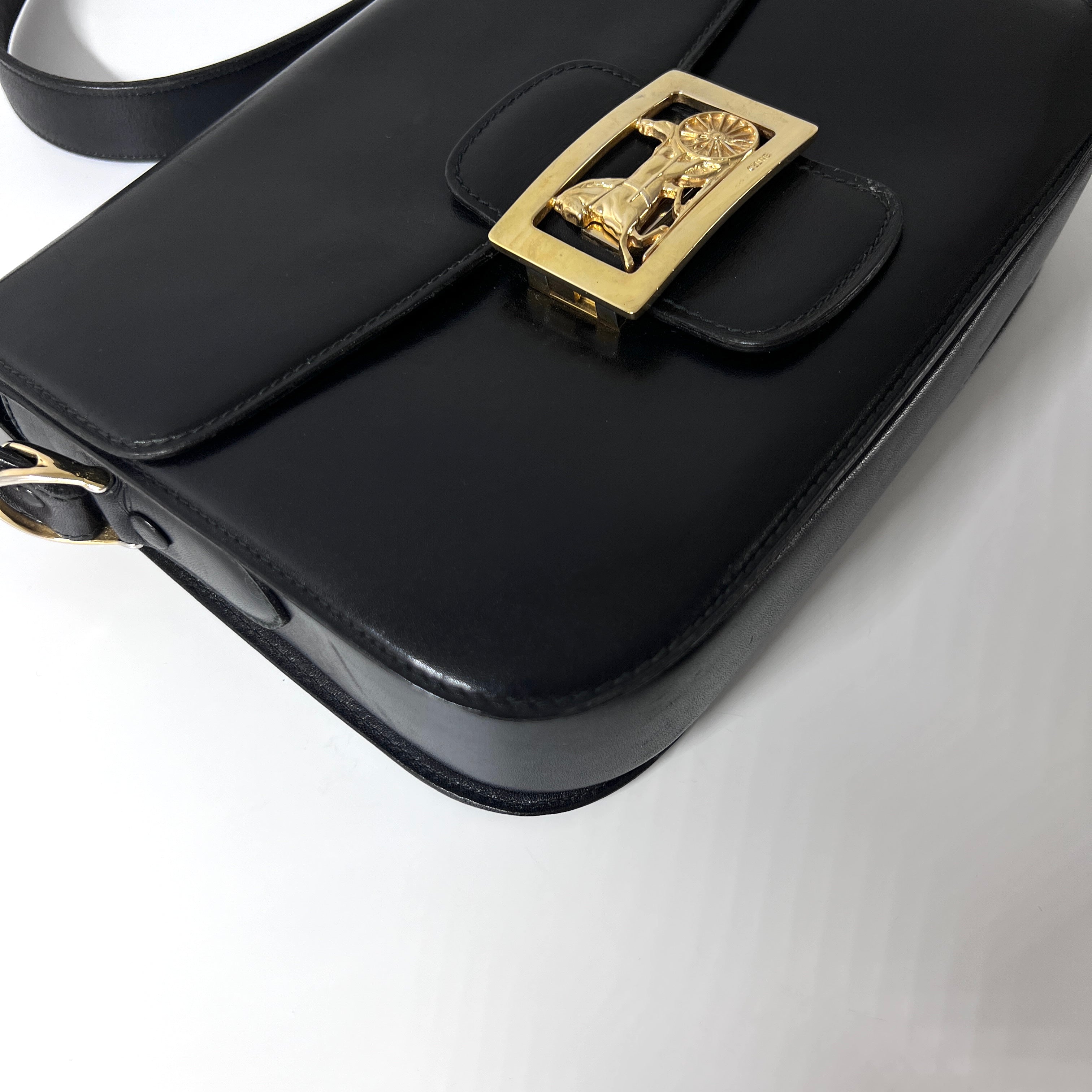 CELINE Triomphe black leather handbag