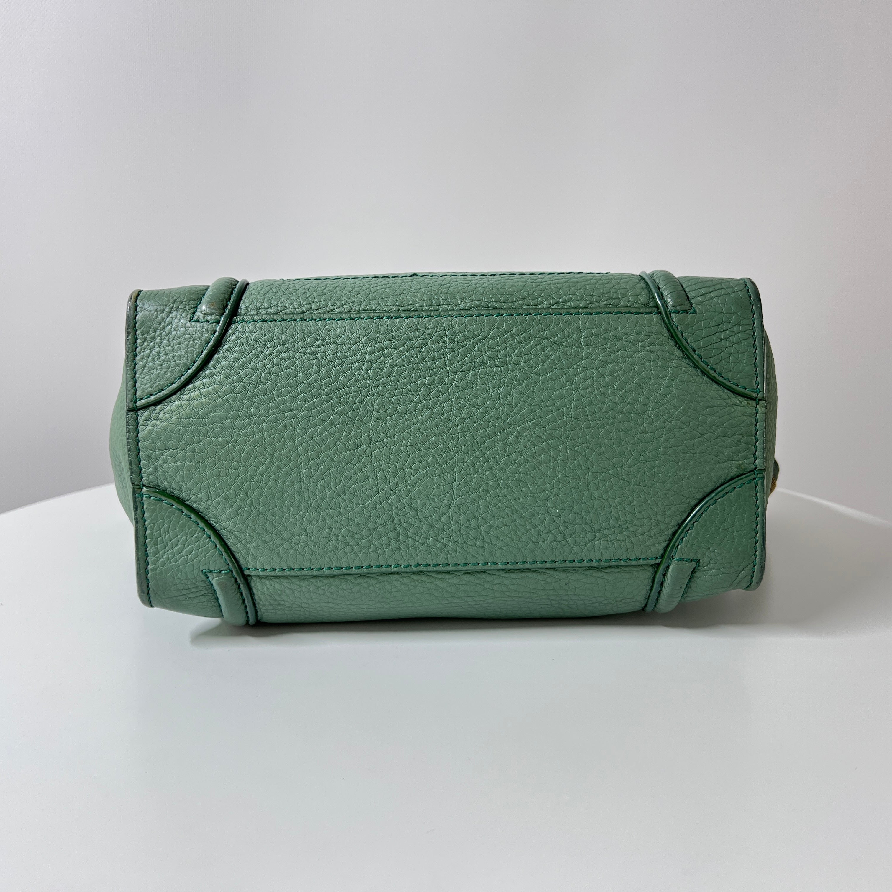 Sac à main CELINE Micro Luggage cuir vert