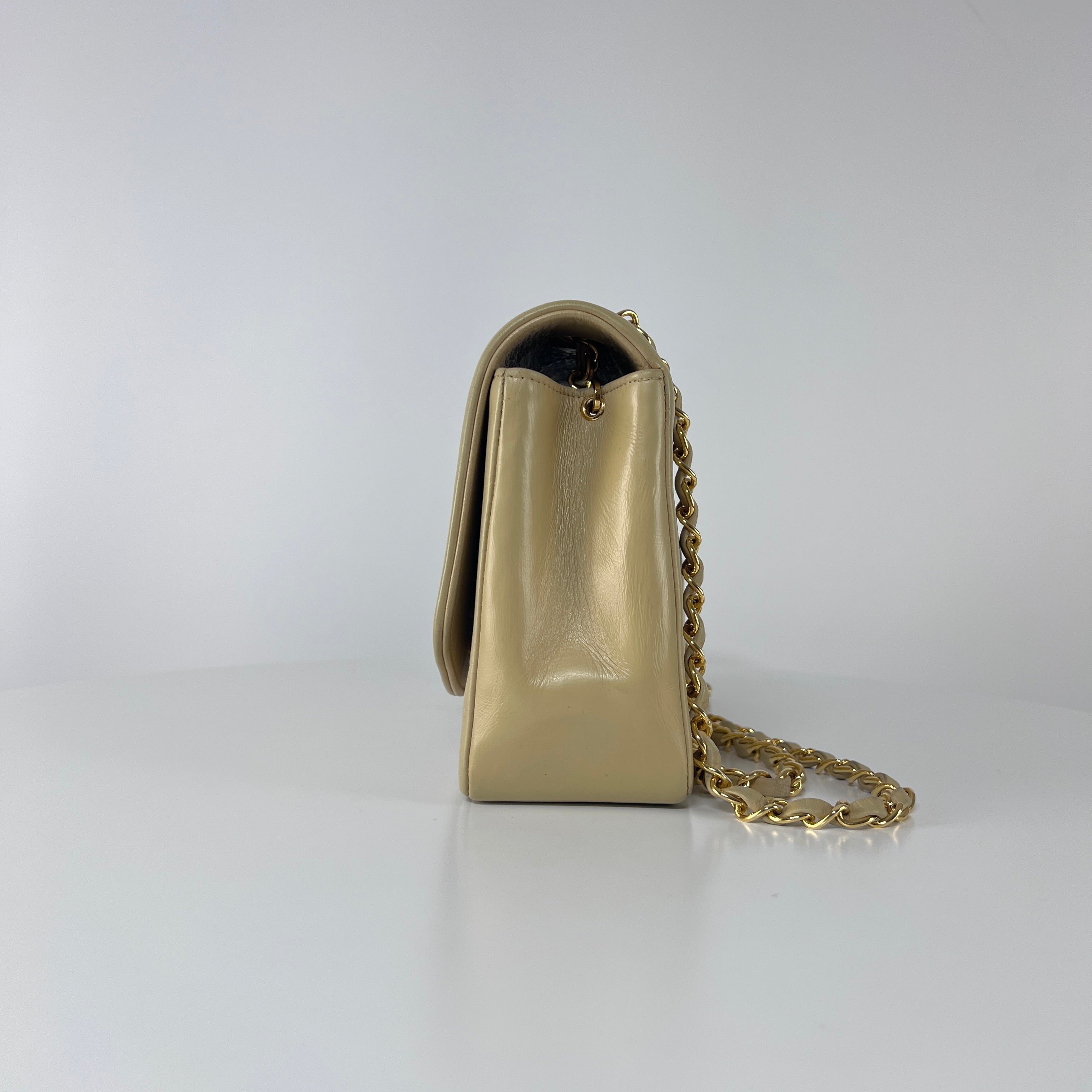 CHANEL Diana shoulder bag beige lambskin