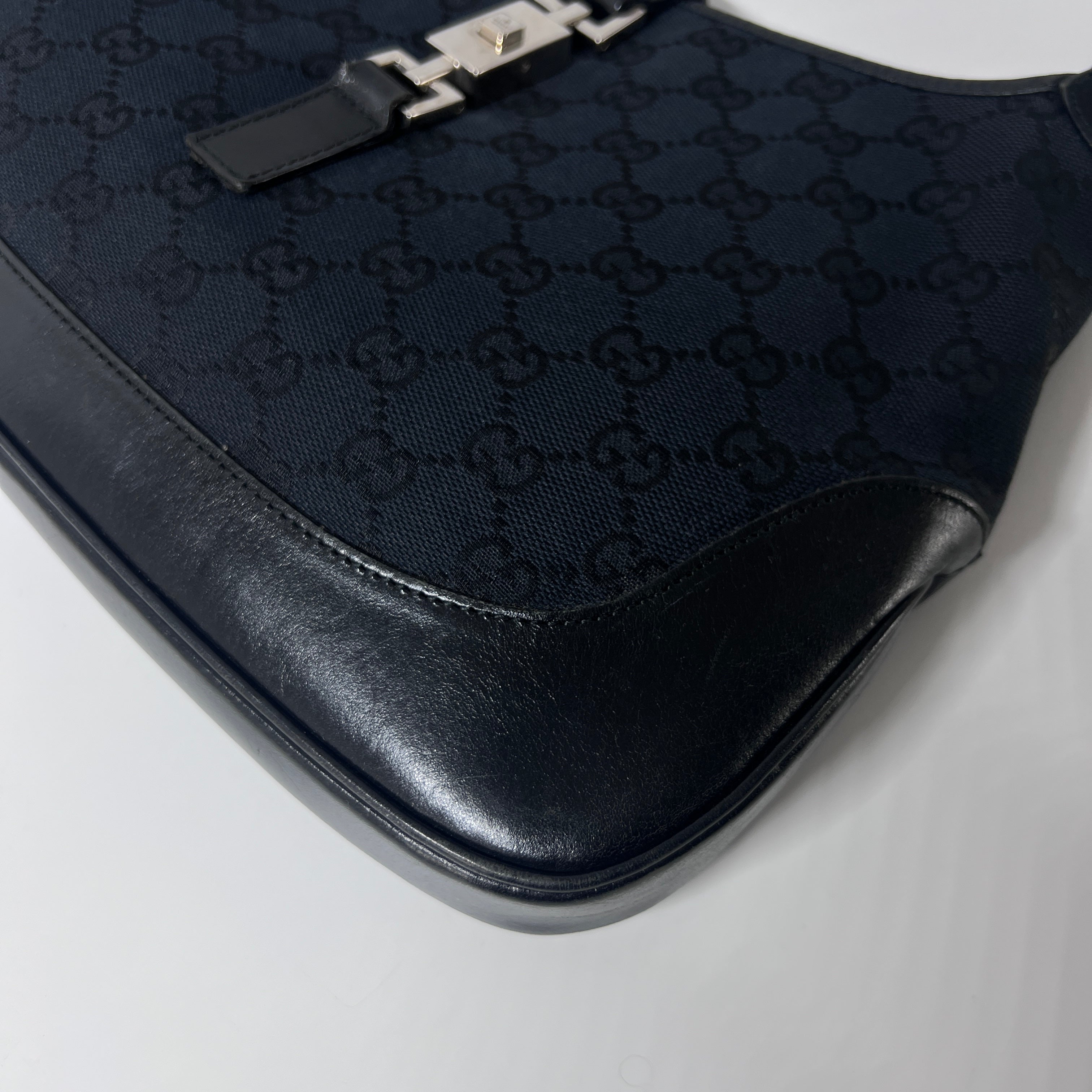 Sac à main GUCCI Jackie toile et cuir noir