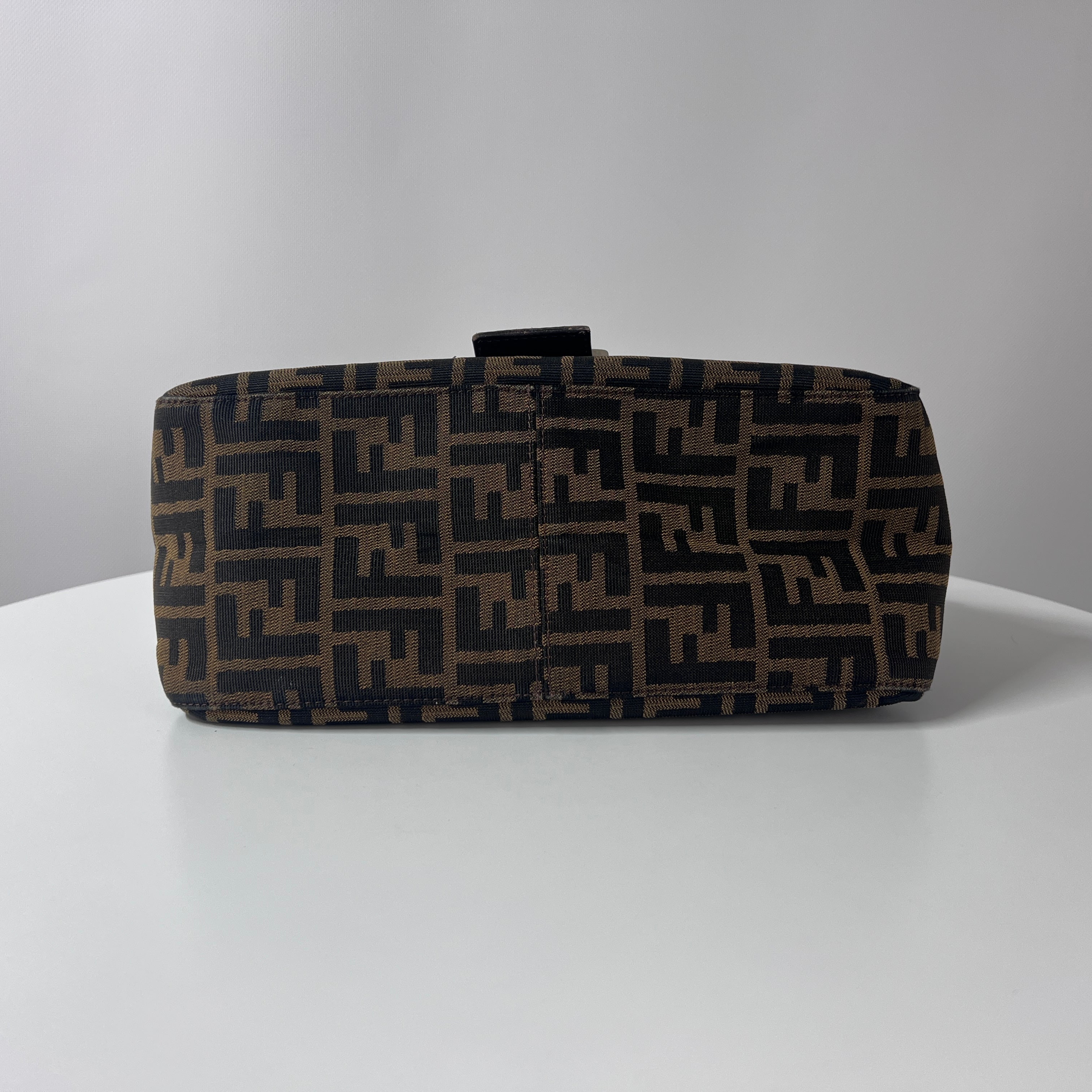 Sac à main FENDI Mamma toile et cuir marron