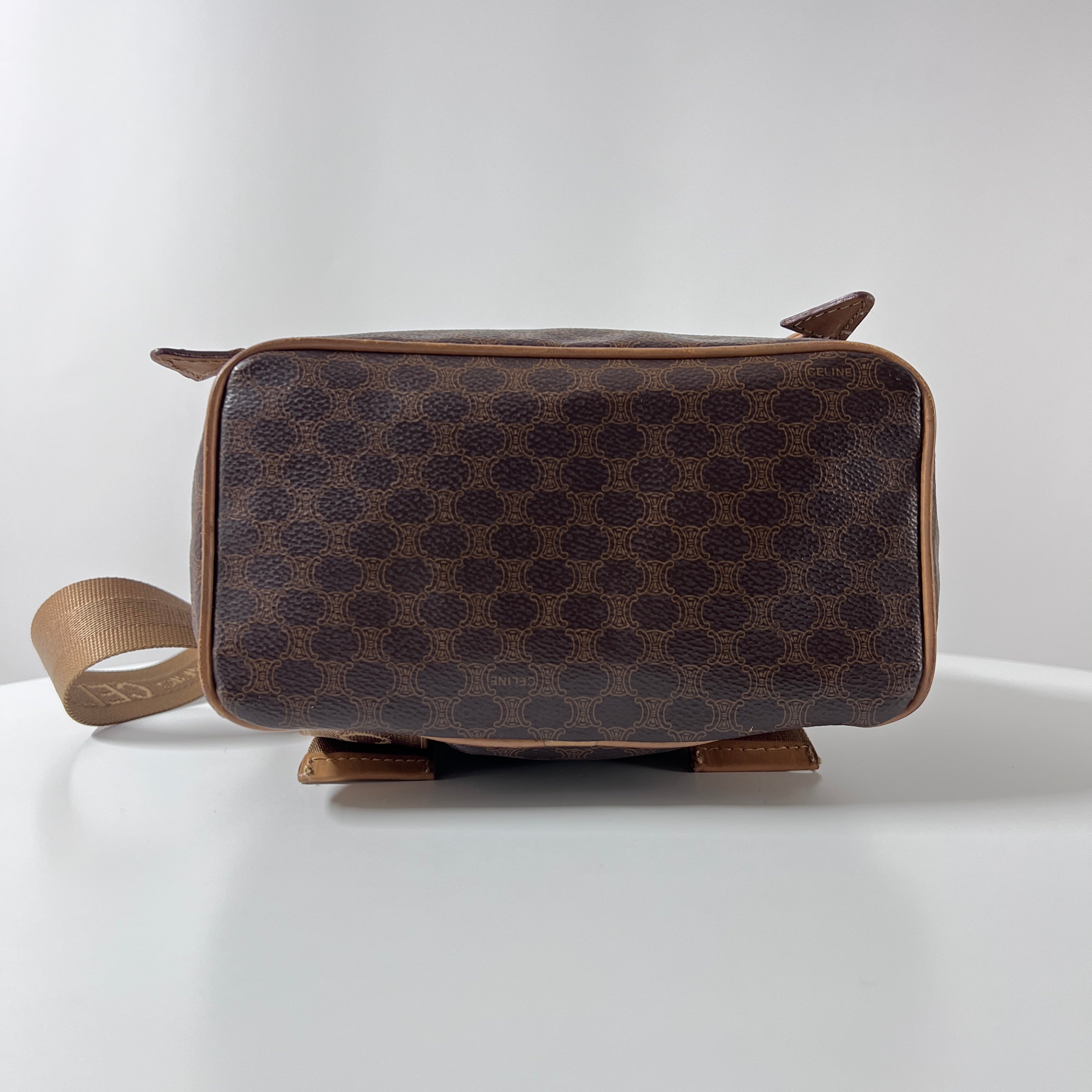 Sac à main CELINE Backpack toile et cuir marron