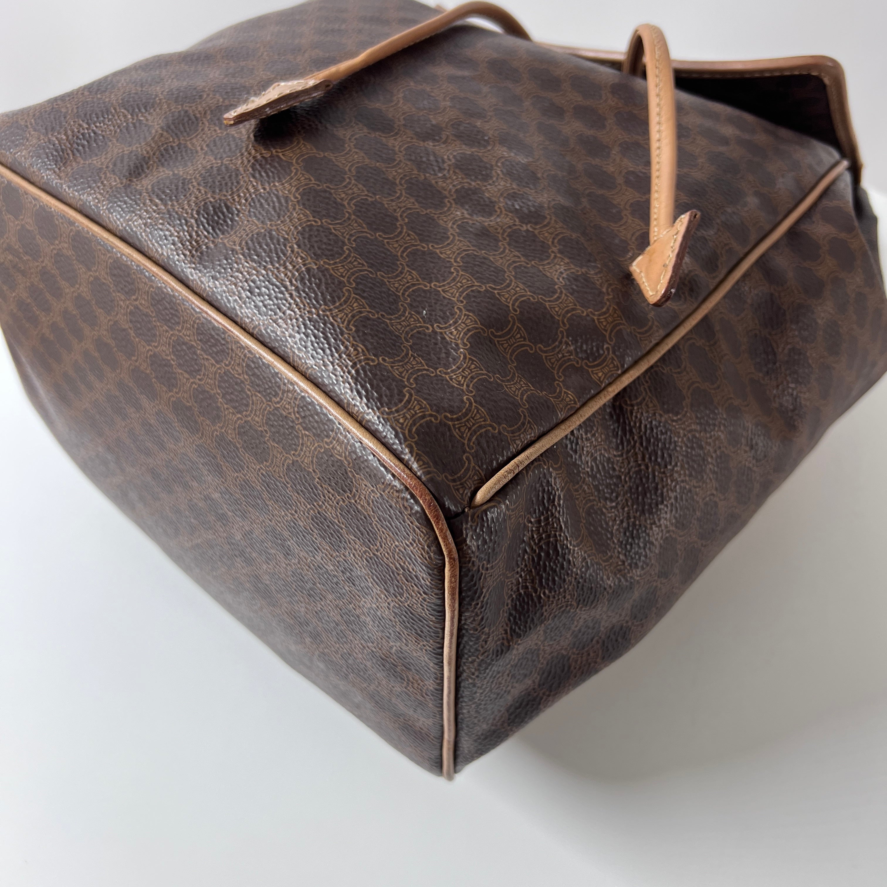 CELINE Backpack canvas and brown leather handbag