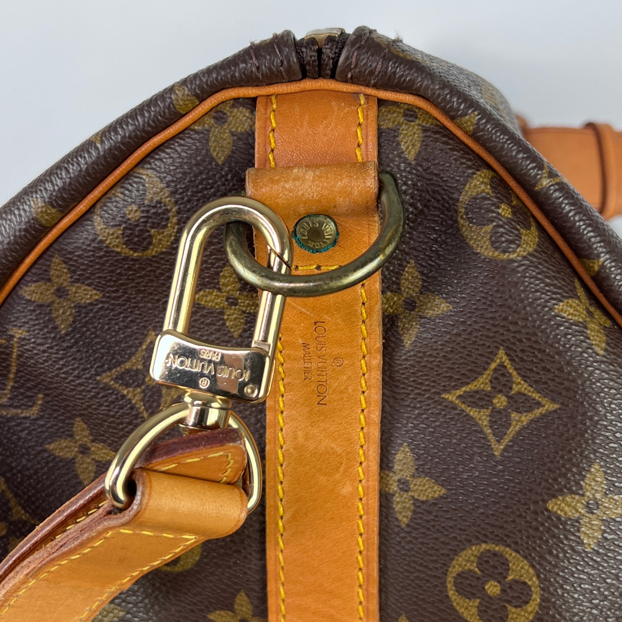LOUIS VUITTON Keepall 50 canvas and brown leather handbag