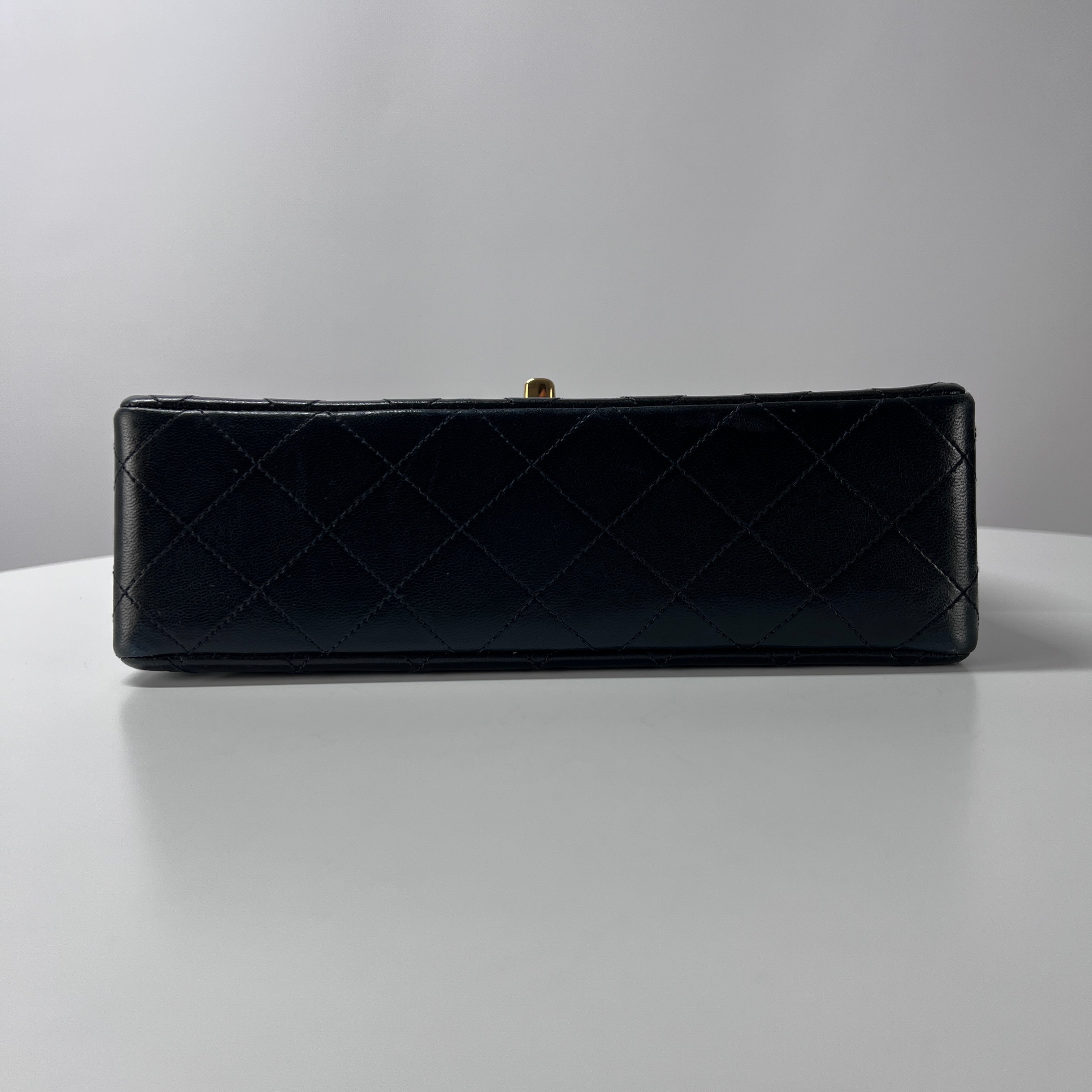 CHANEL Timeless Classic 23 Double Flap Black Leather Handbag