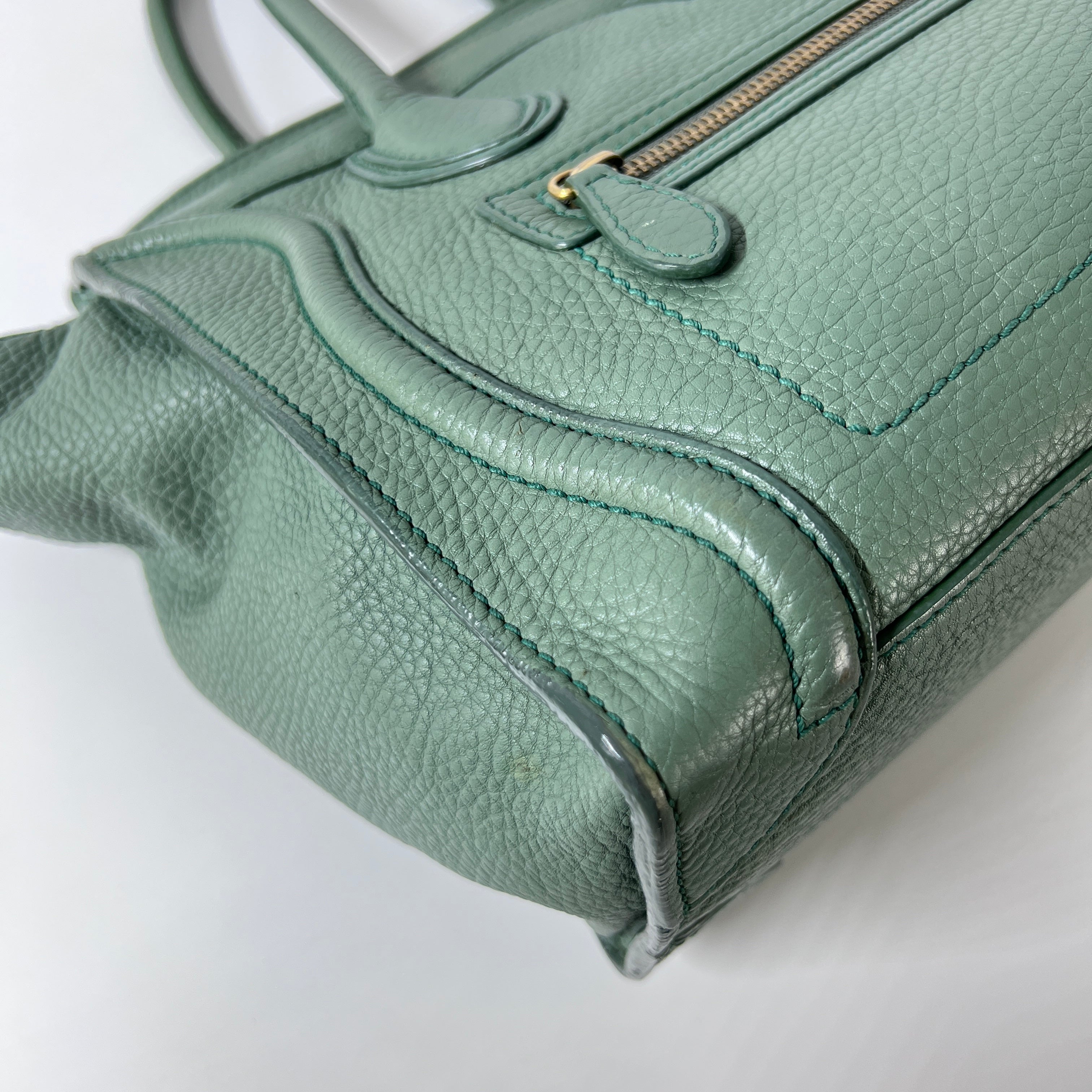 Sac à main CELINE Micro Luggage cuir vert