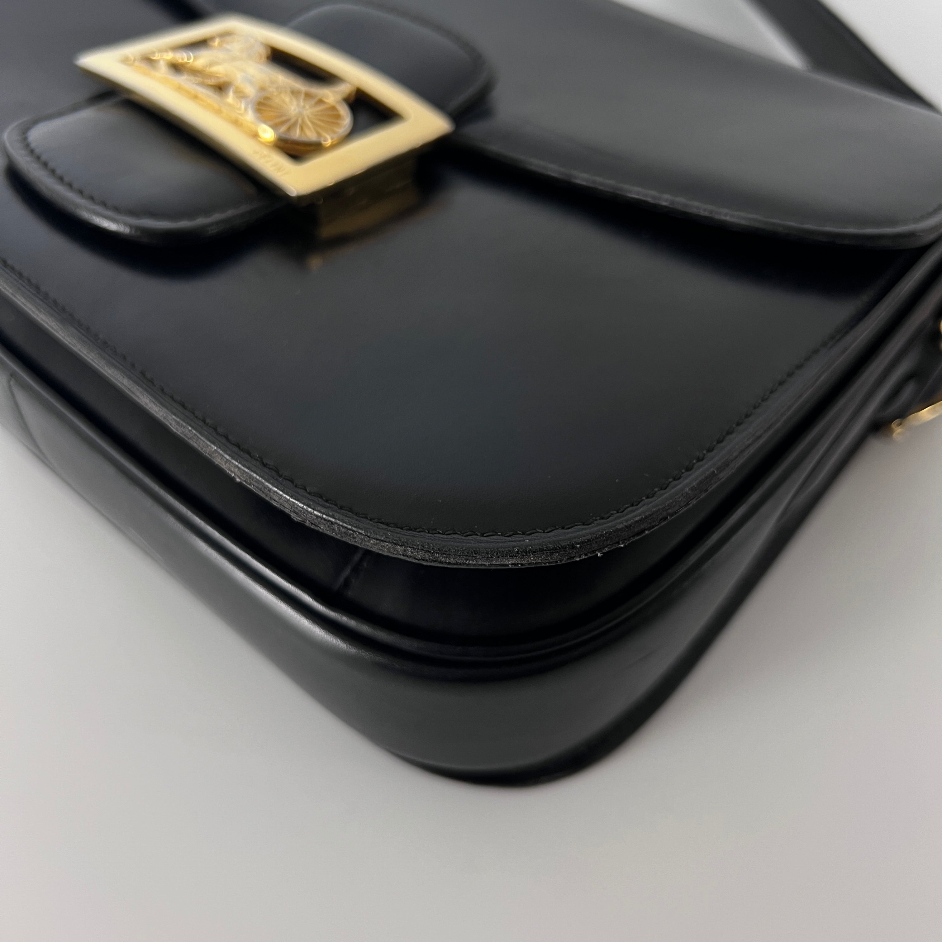 CELINE Triomphe black leather handbag