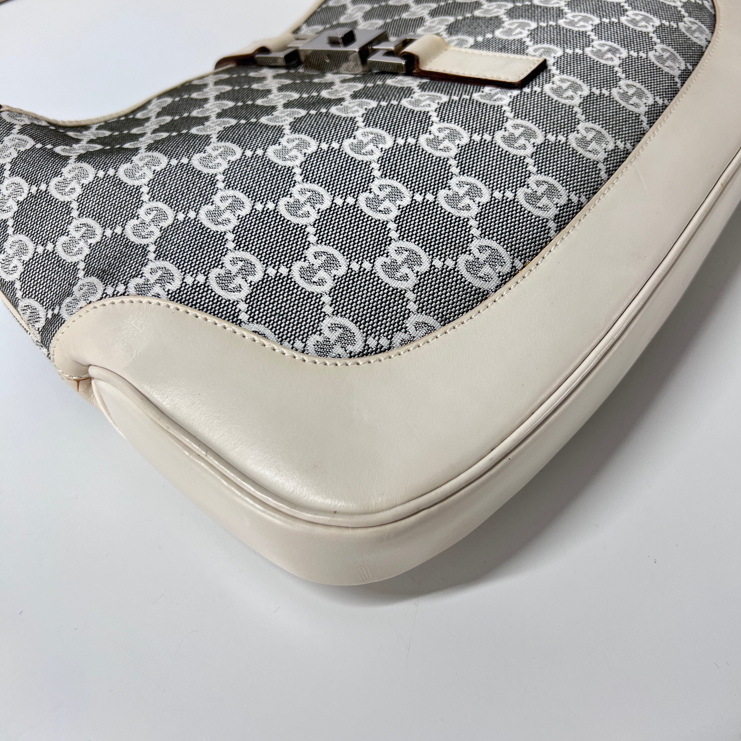 Sac à main GUCCI Jackie toile et cuir beige