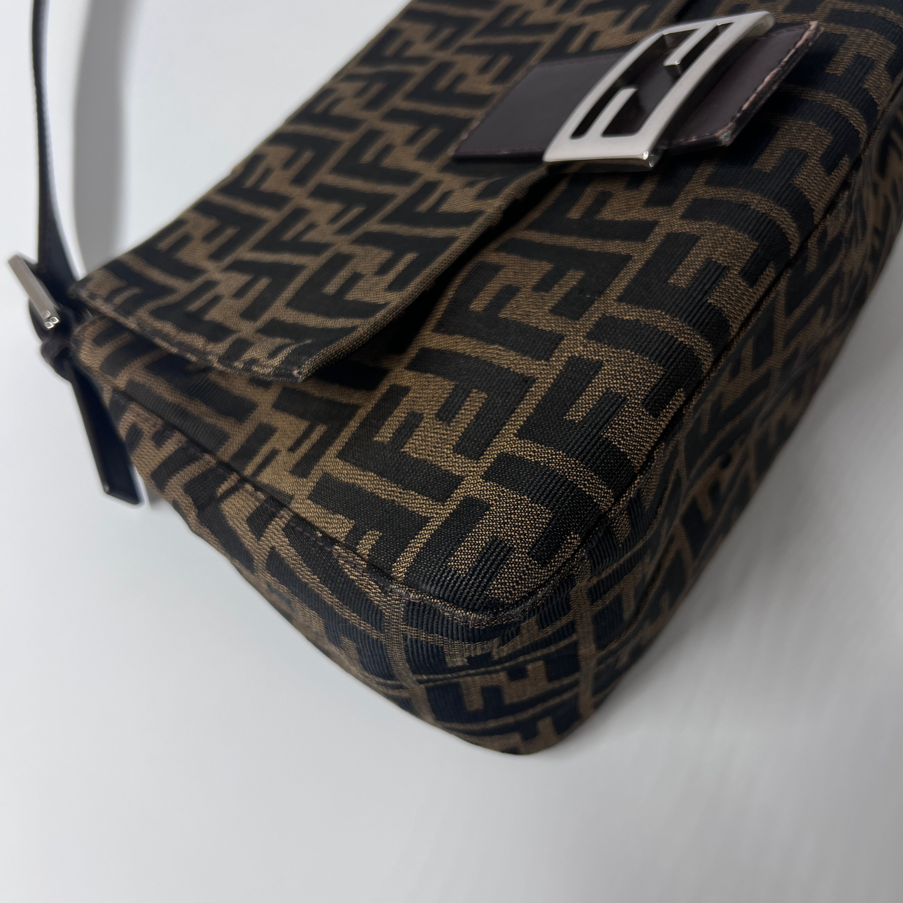 Sac à main FENDI Mamma toile et cuir marron