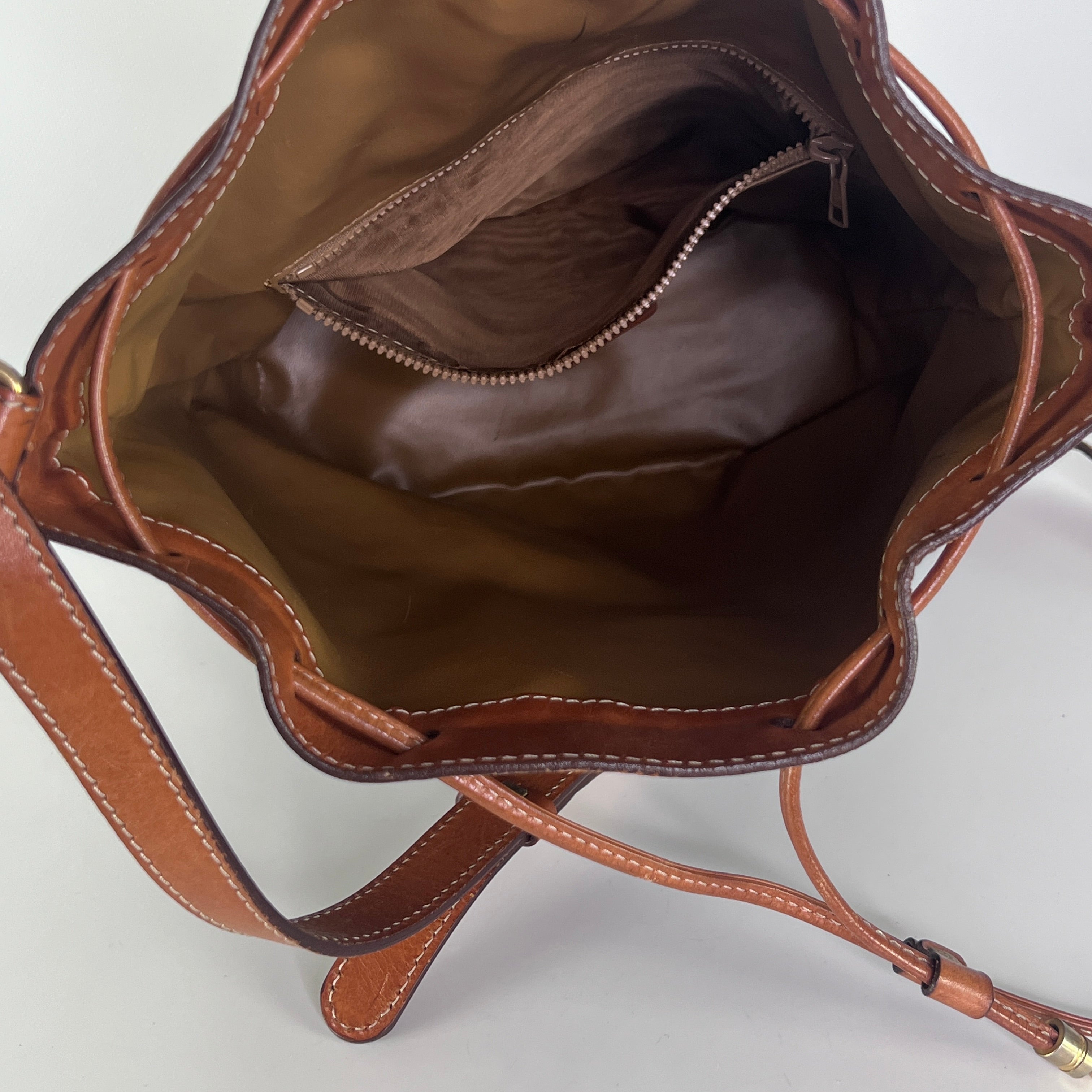 Sac à main CELINE Seau toile et cuir marron