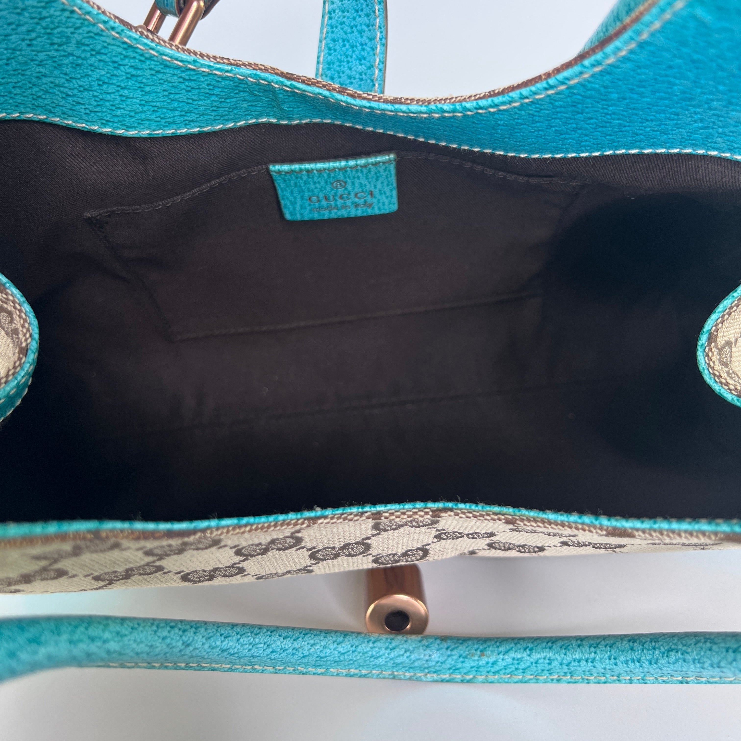 Sac à main GUCCI Jackie toile et cuir bleu