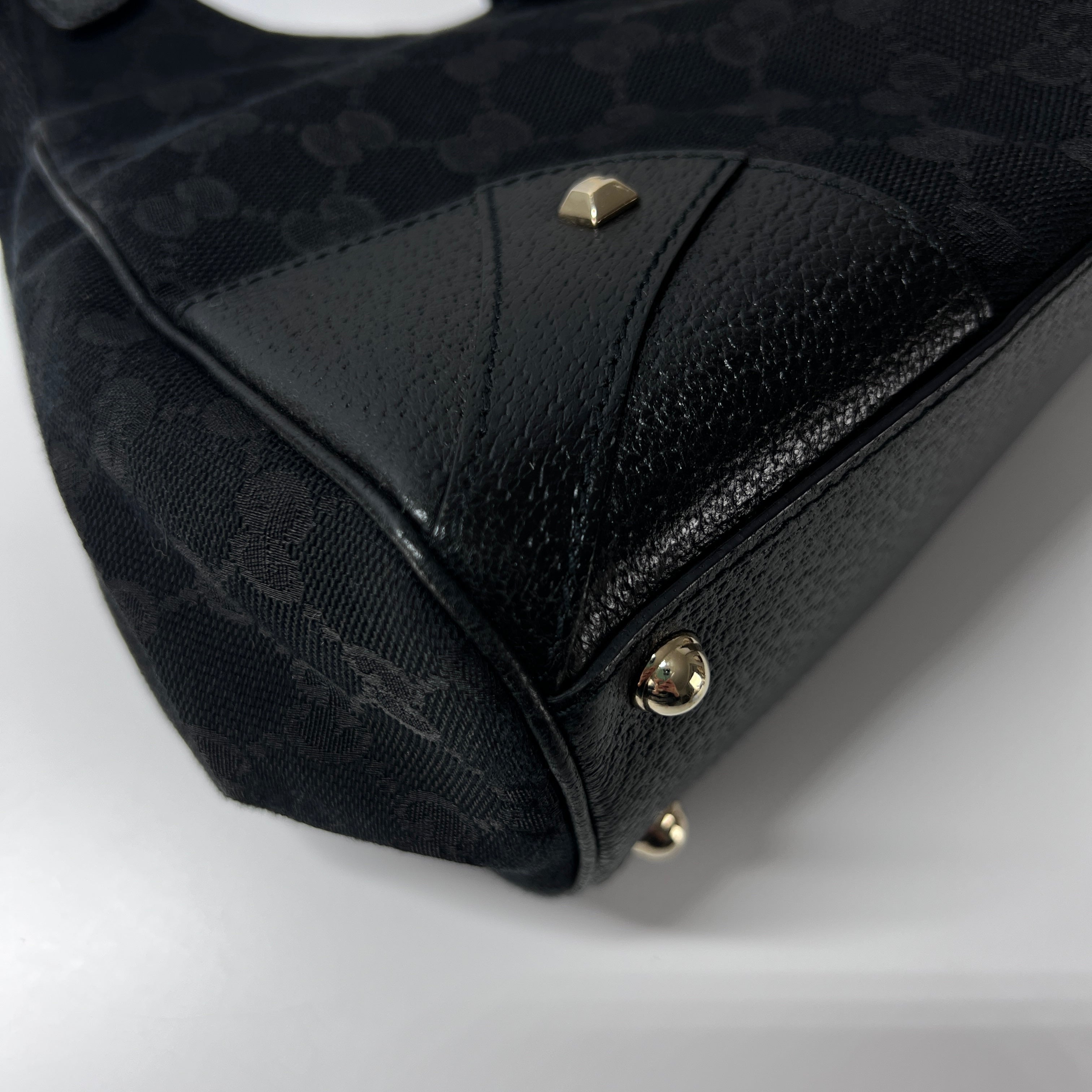 GUCCI Jackie canvas and black leather handbag