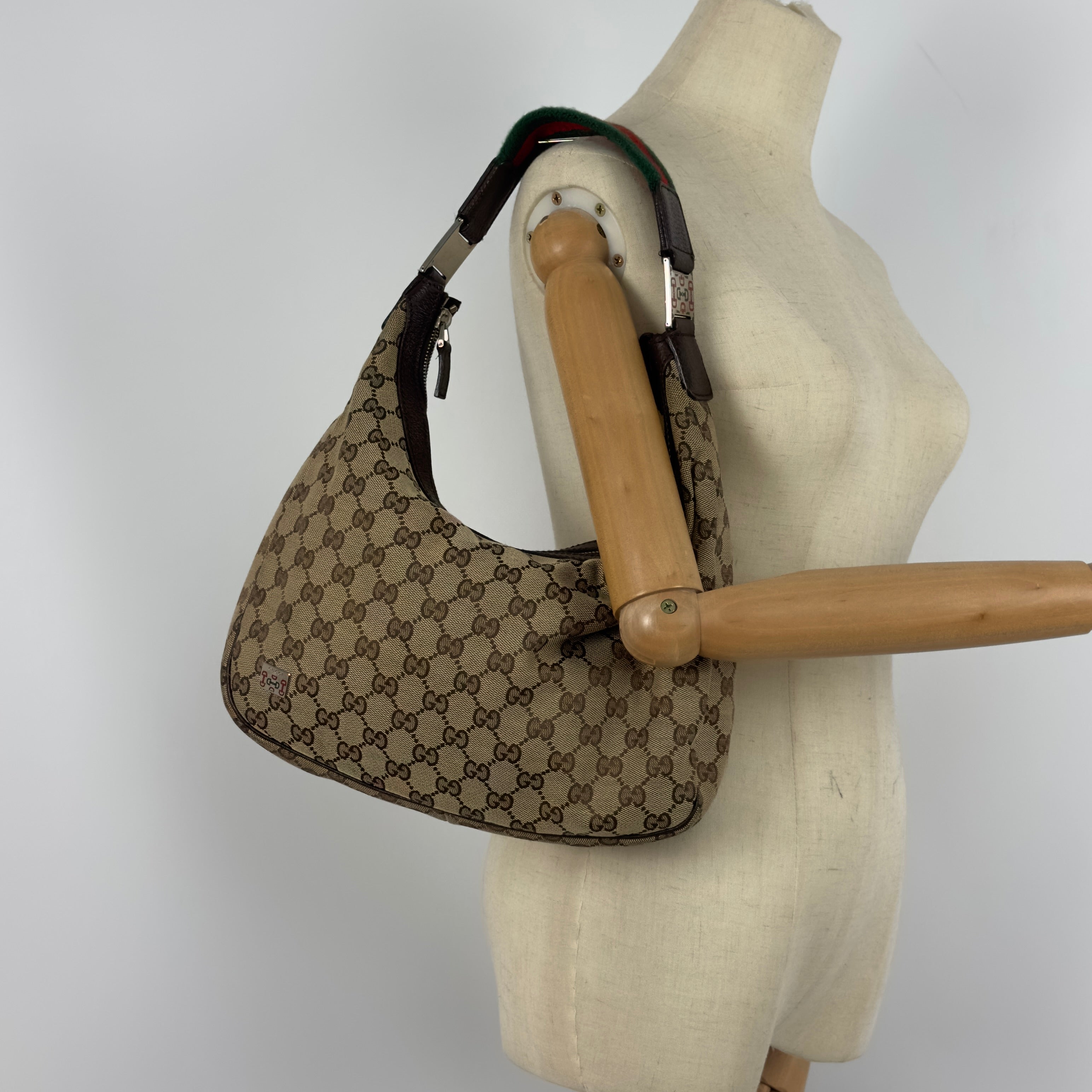 Sac à main GUCCI Hobo toile et cuir marron
