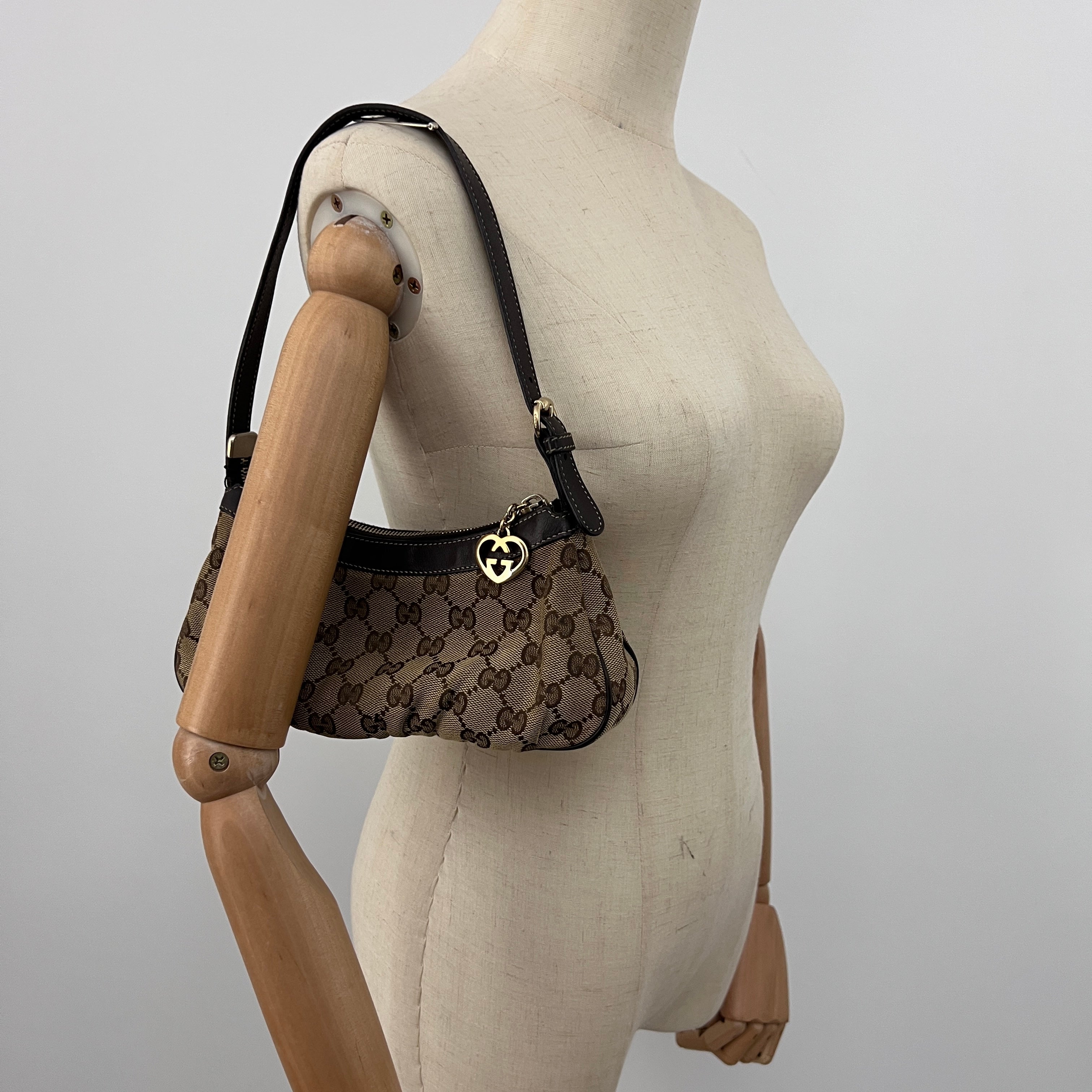 Sac GUCCI Hobo toile et cuir marron