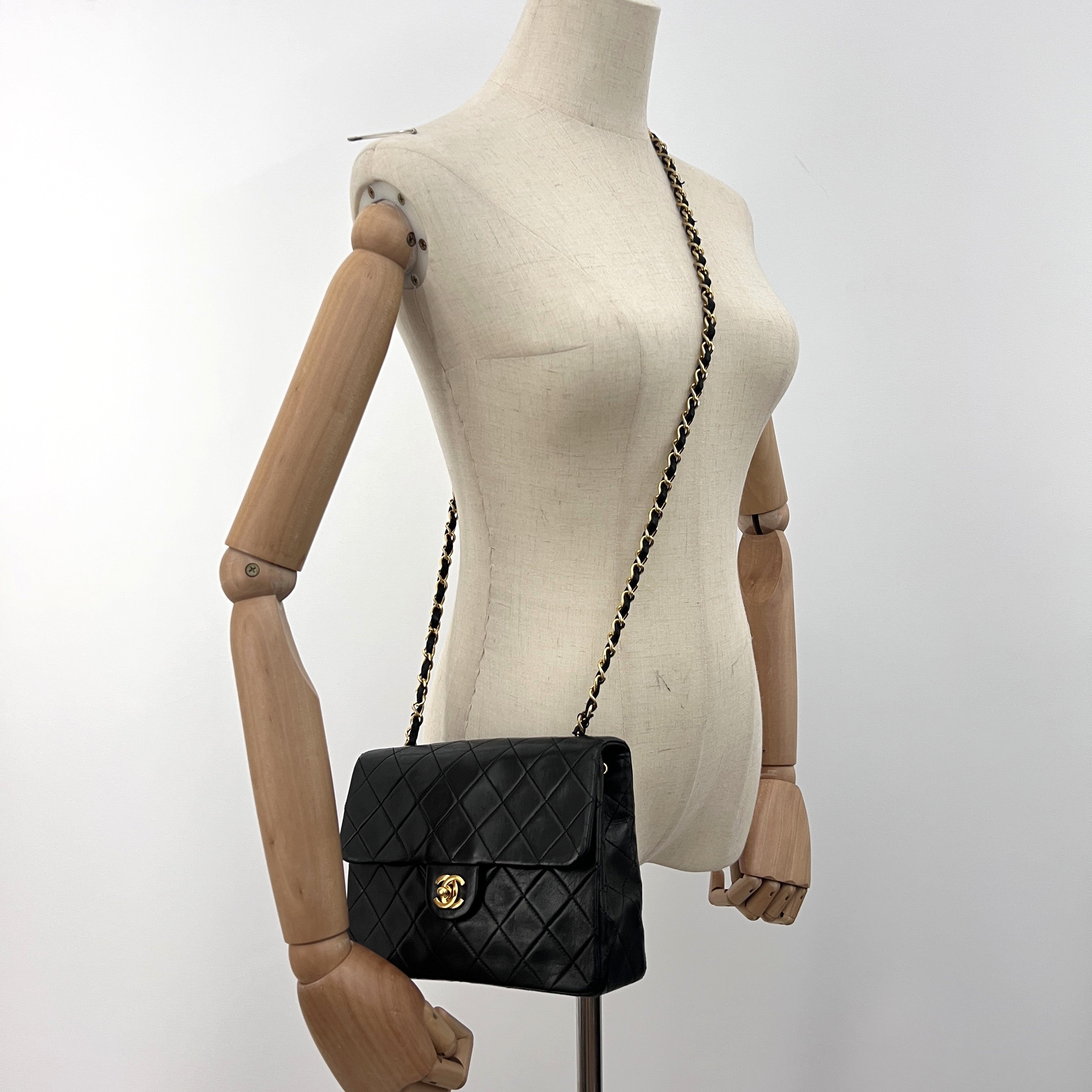 CHANEL Classic Mini Rectangle shoulder bag black lambskin 1989-1991