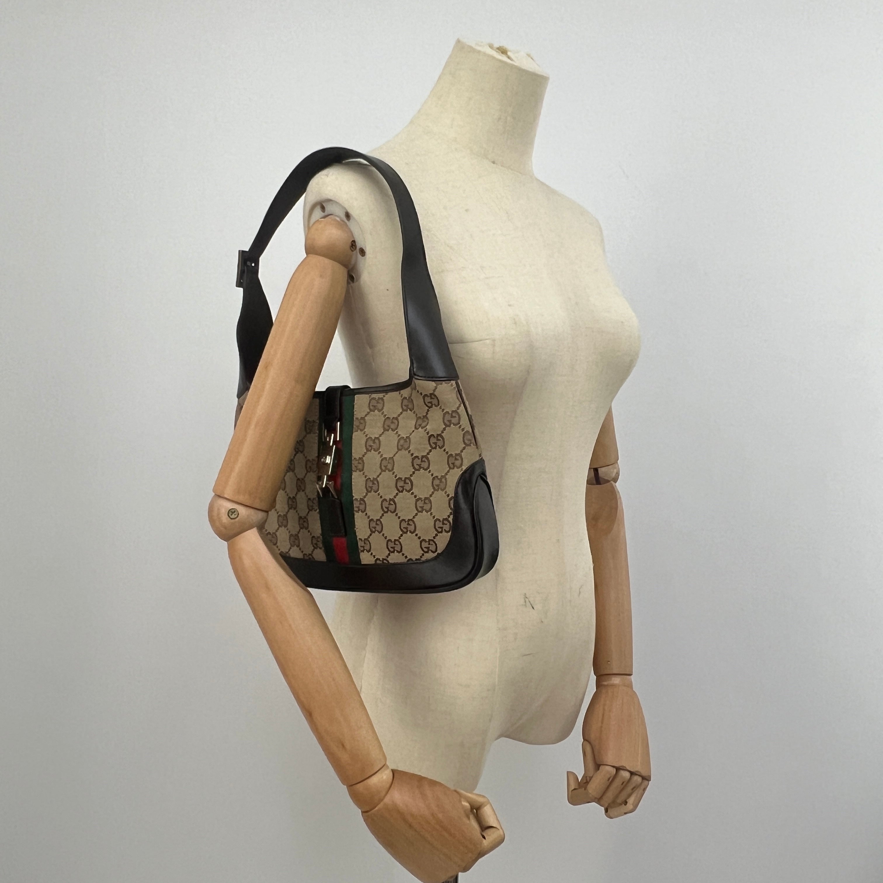 GUCCI Jackie Small brown canvas and leather bag