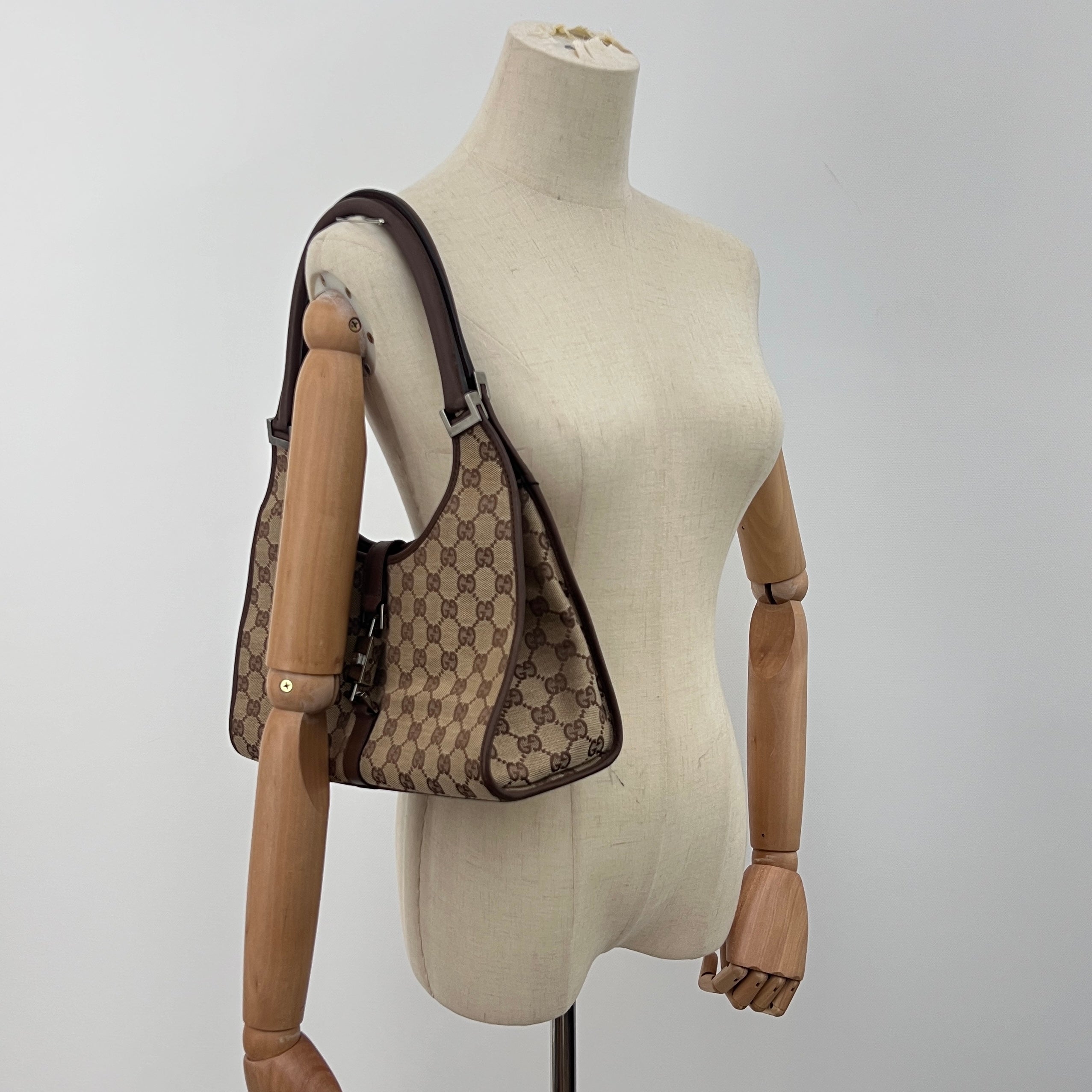 GUCCI Jackie brown canvas and leather bag