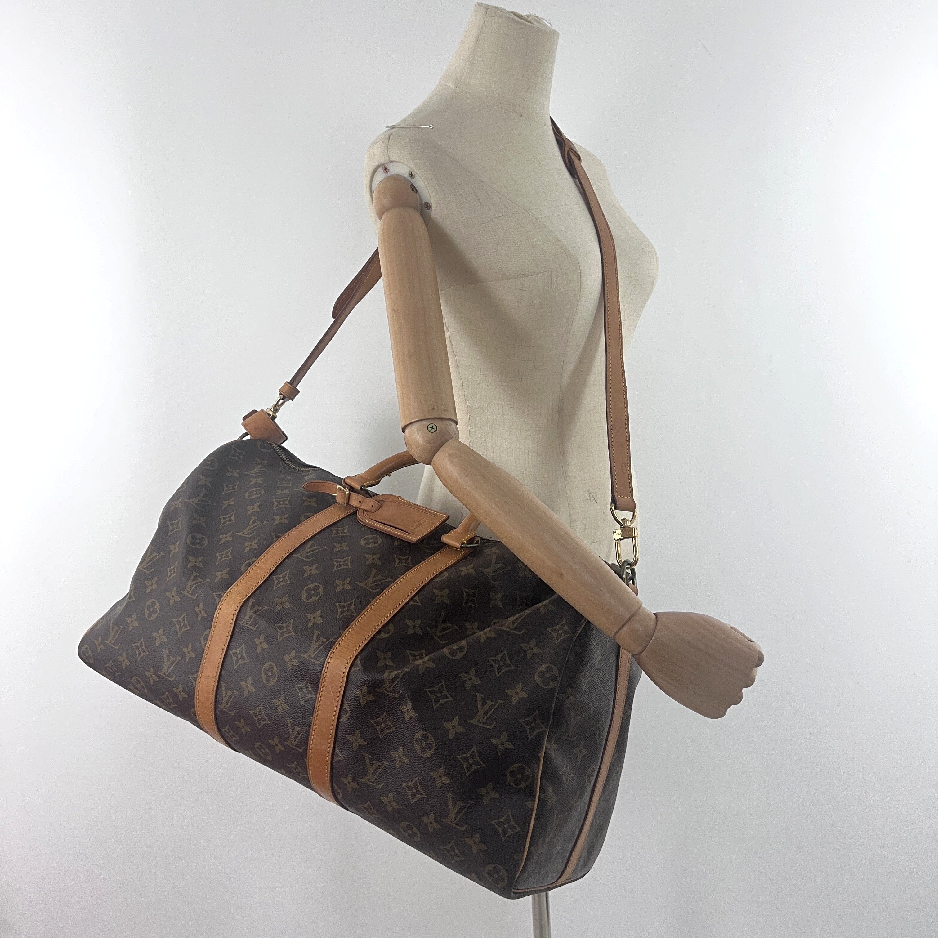 Sac à main LOUIS VUITTON Keepall 50 toile et cuir marron