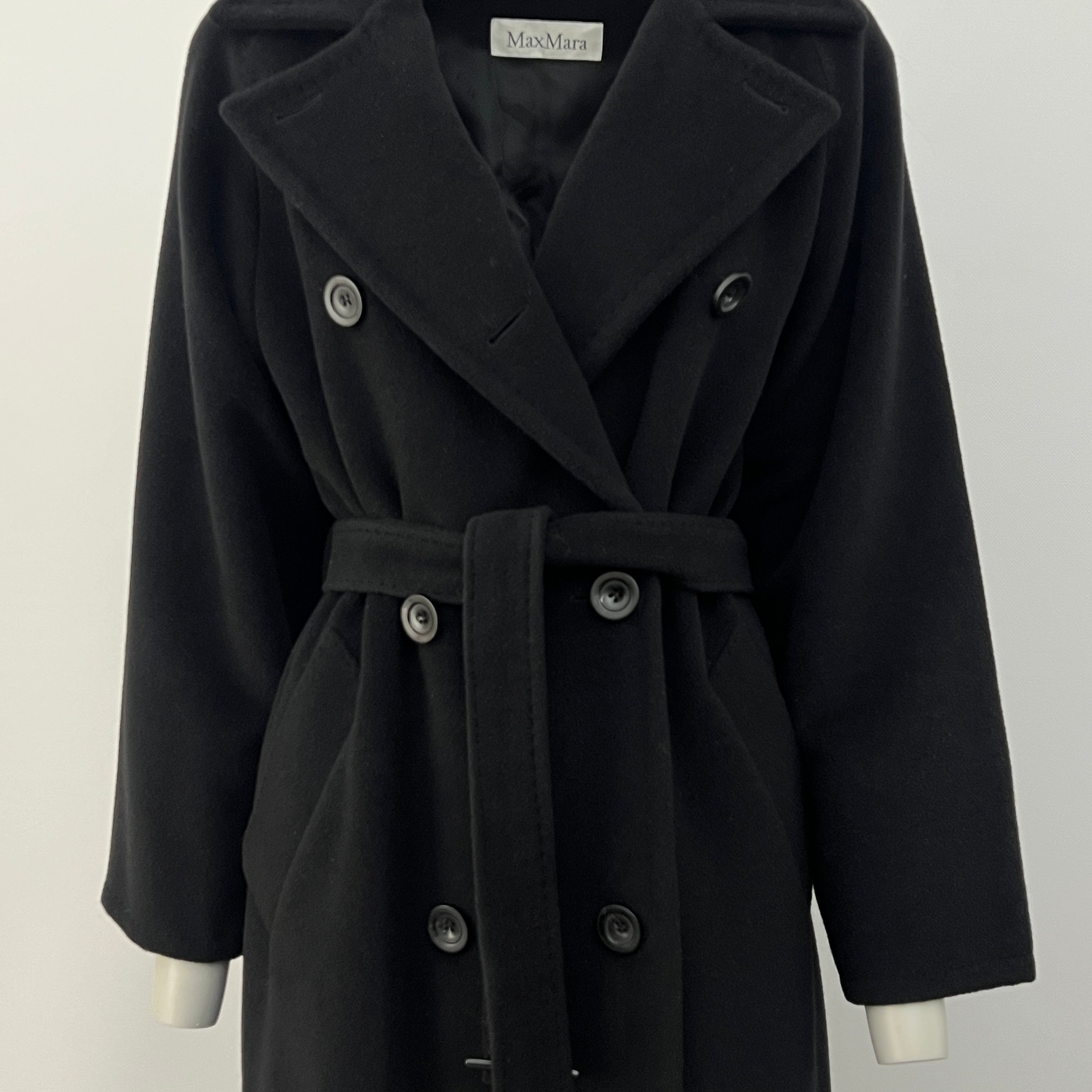 MAX MARA S black wool and cashmere coat