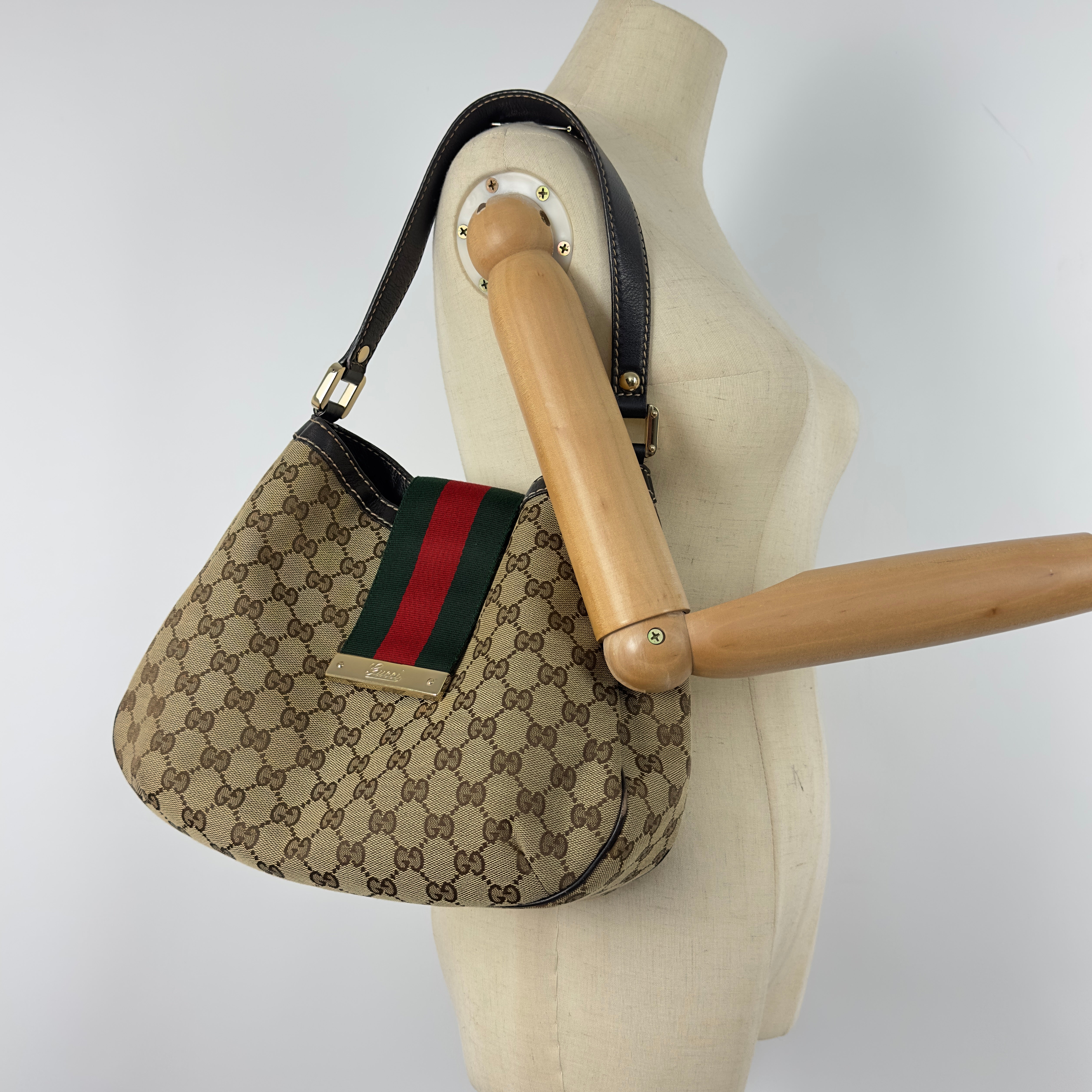 Sac à main GUCCI Hobo Sherry toile et cuir marron